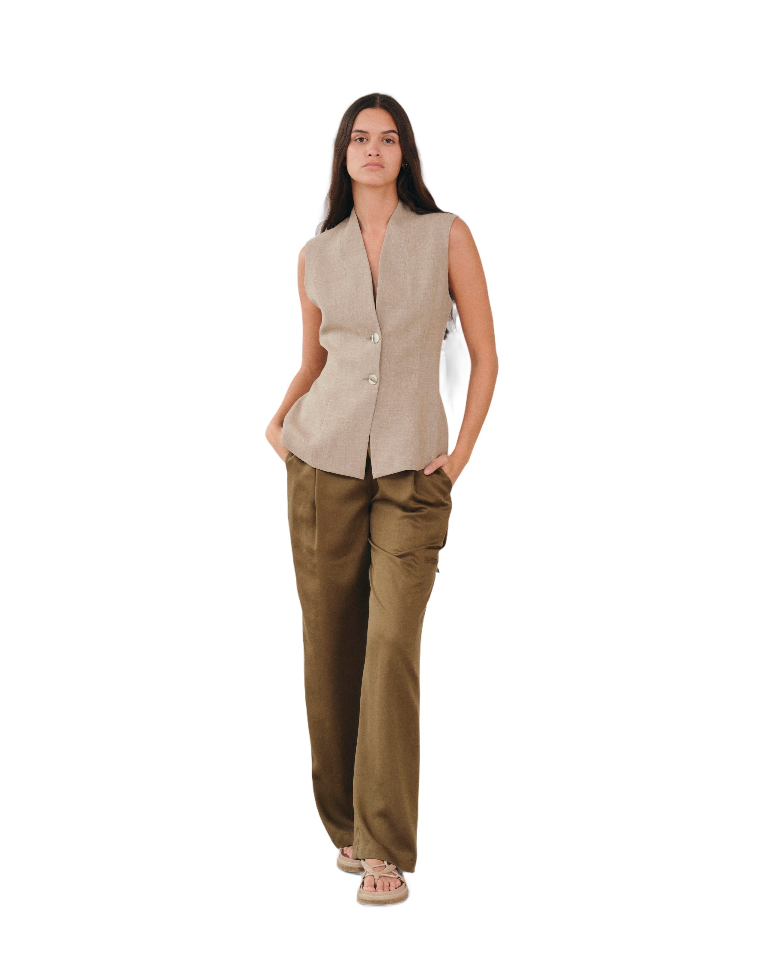 Wide leg pants ICONA KHAKI Noyoco Green
