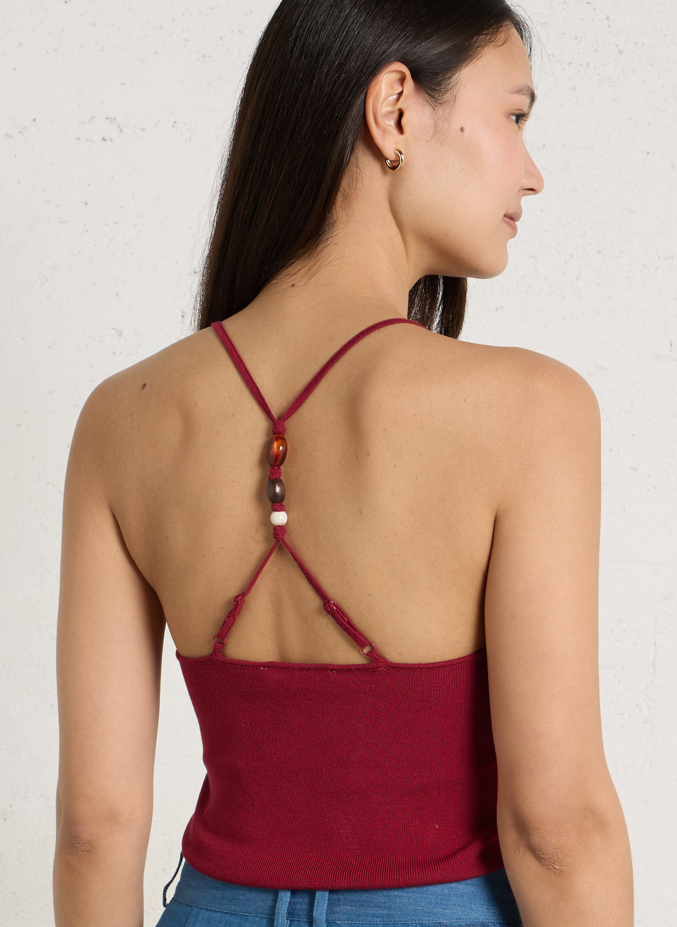 Débardeur ajusté col V en maille LA PETITE ETOILE Rouge