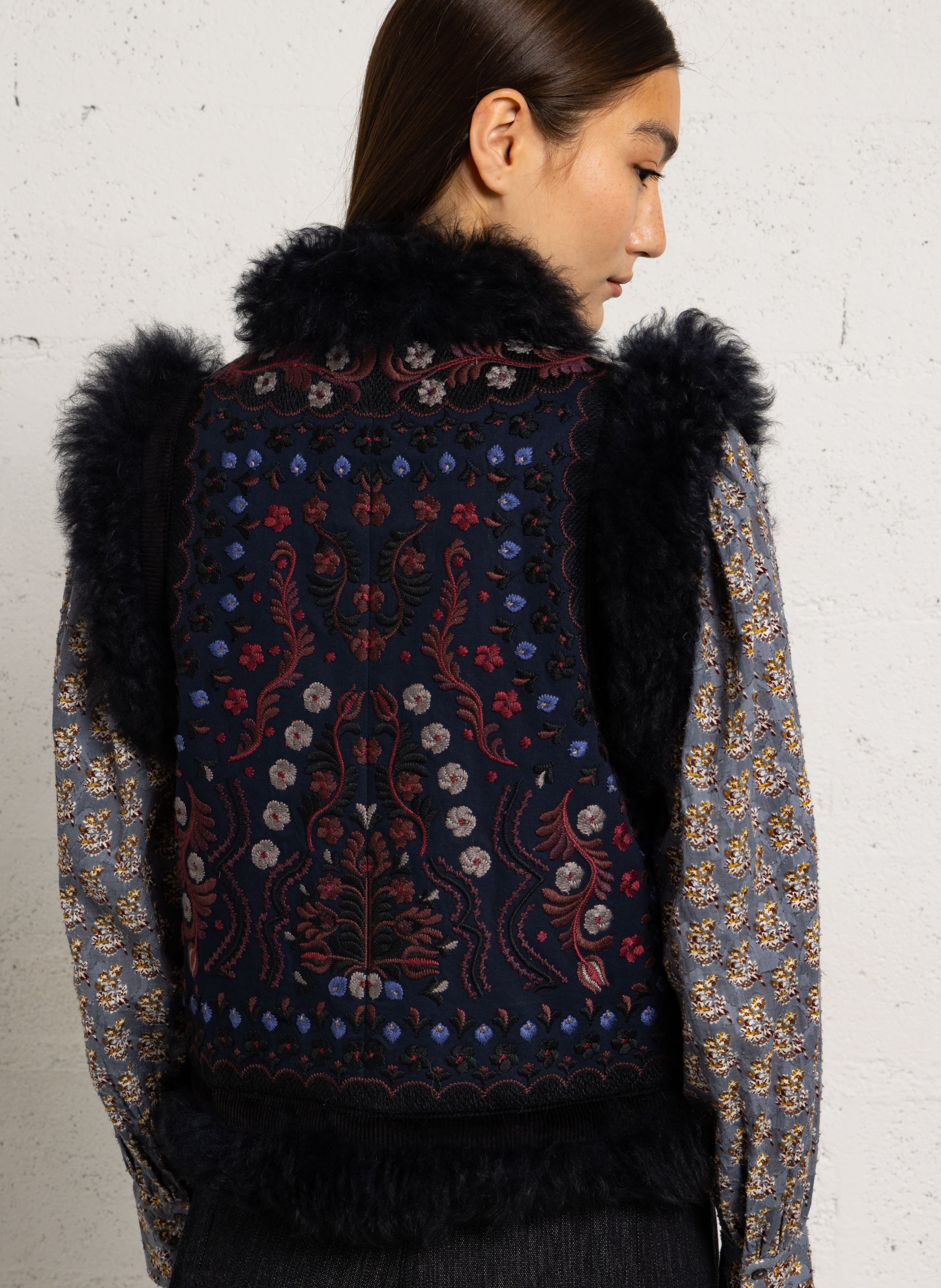 Bestickte Baumwolljacke ANTIK BATIK Blau