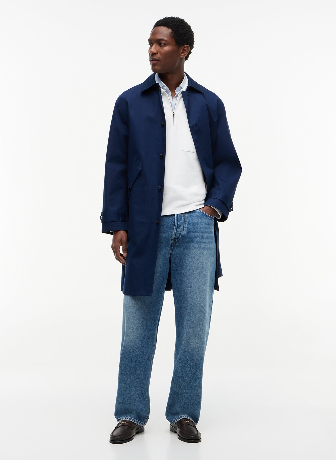Solid mid-length buttoned coat TOMMY HILFIGER Blue