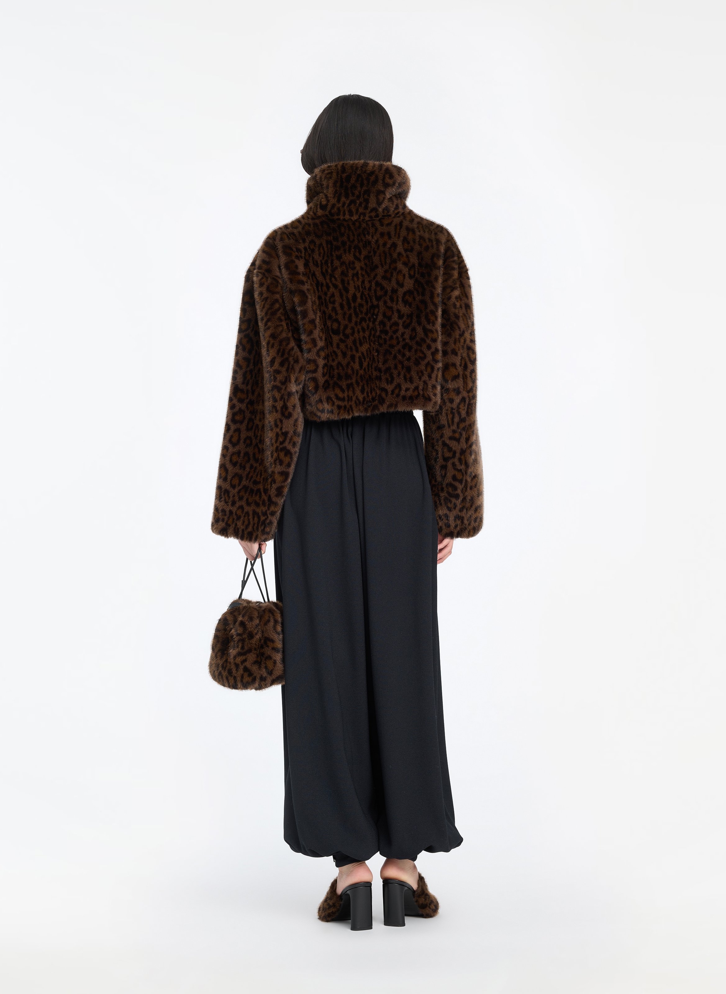 Veste courte en fourrure synthétique ROTATE Marron