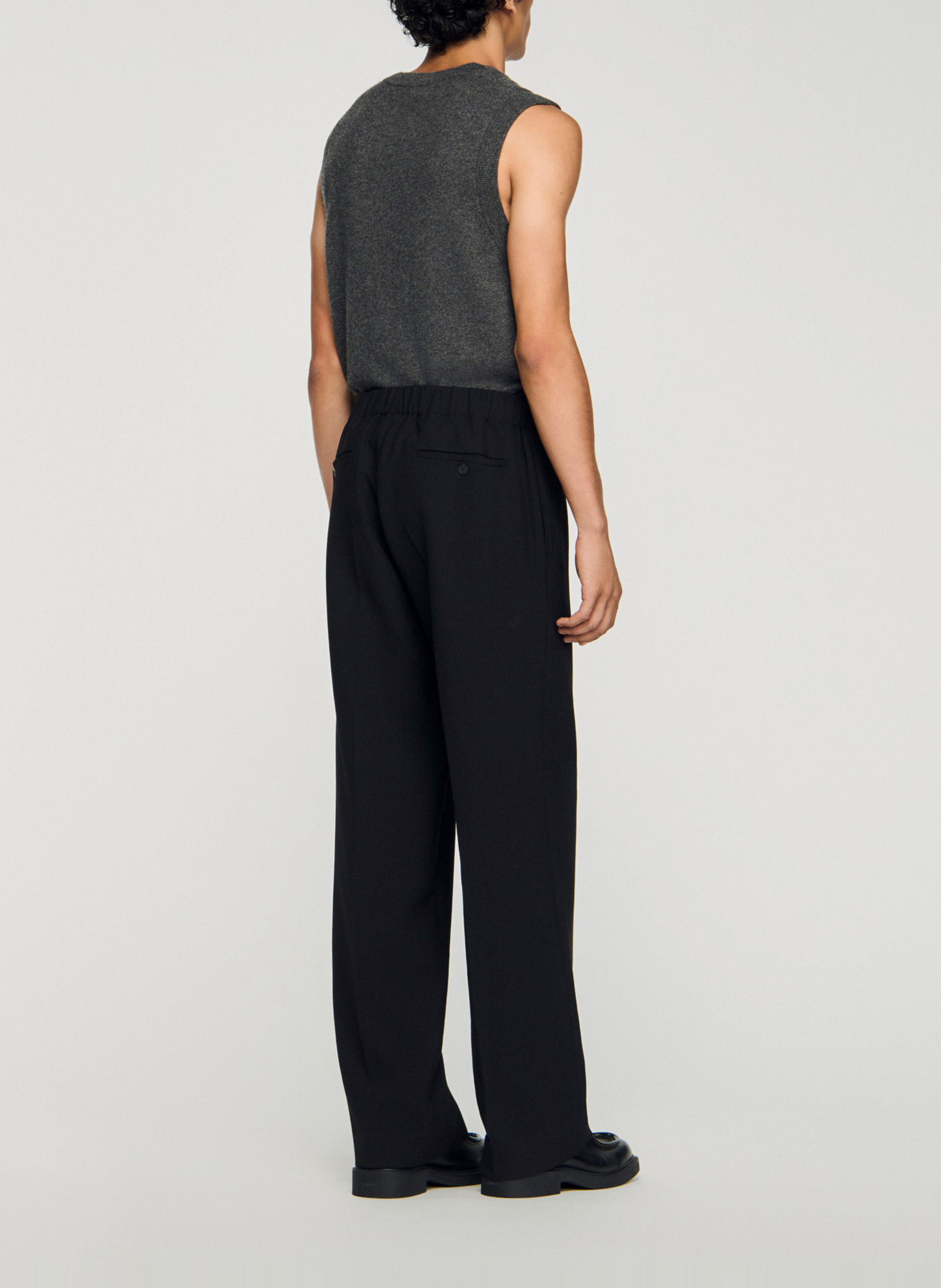 Pantalon large en jersey SANDRO Noir