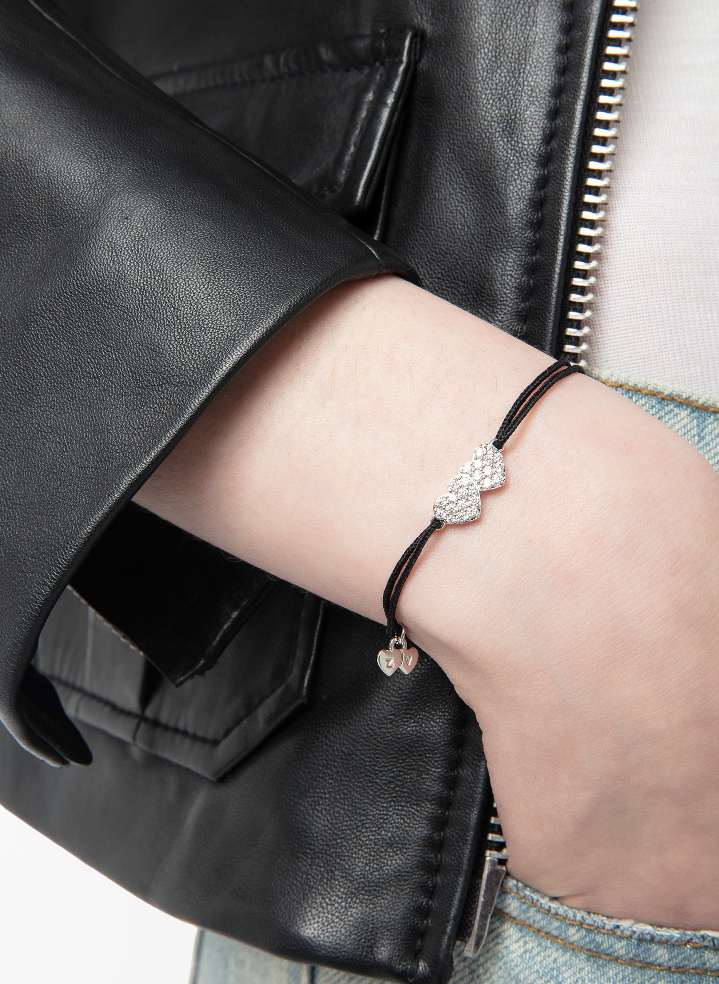Armband met strass hartvormig koord ZADIG&VOLTAIRE Zwart