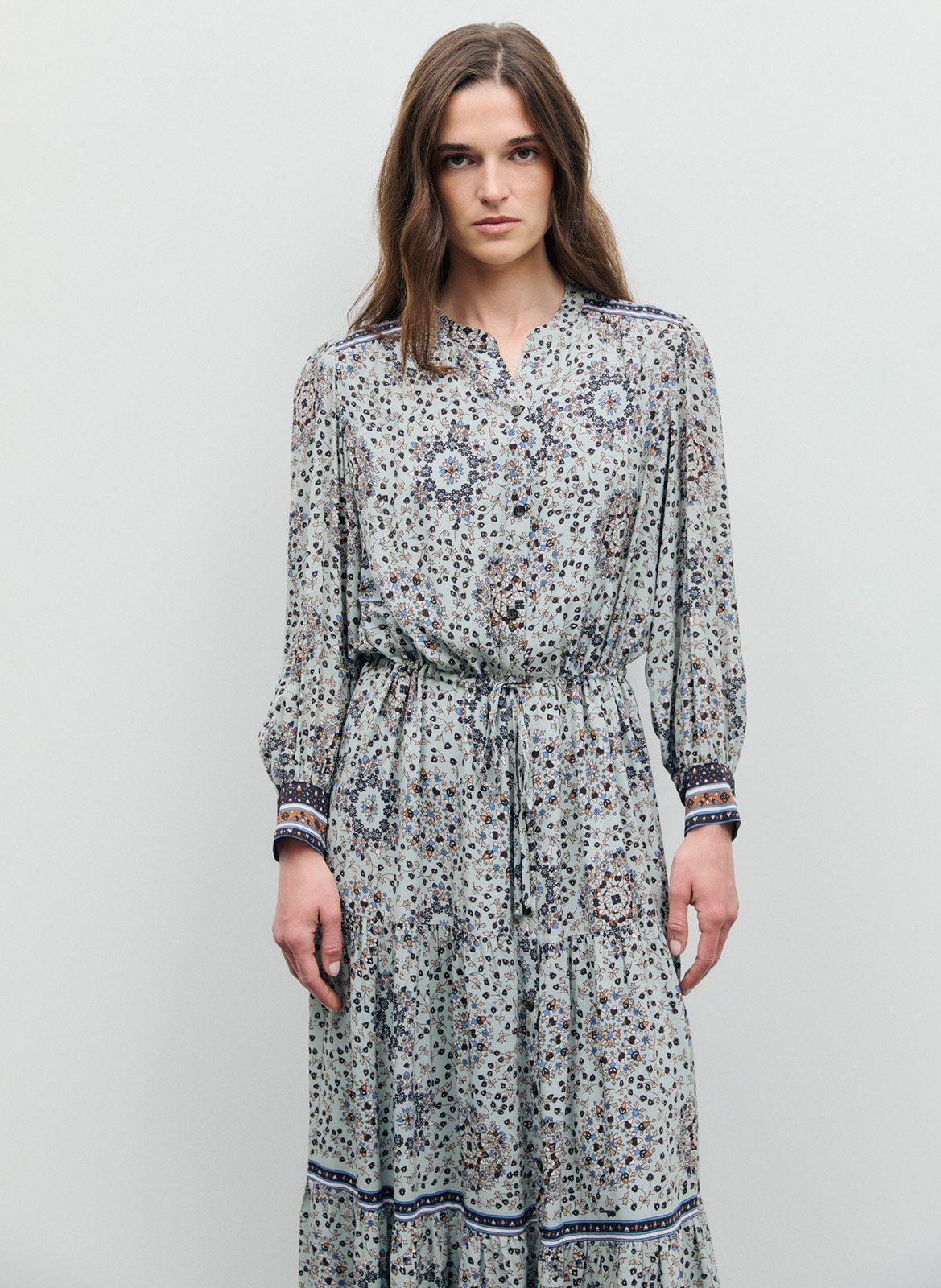 Long printed henley dress GERARD DAREL Blue