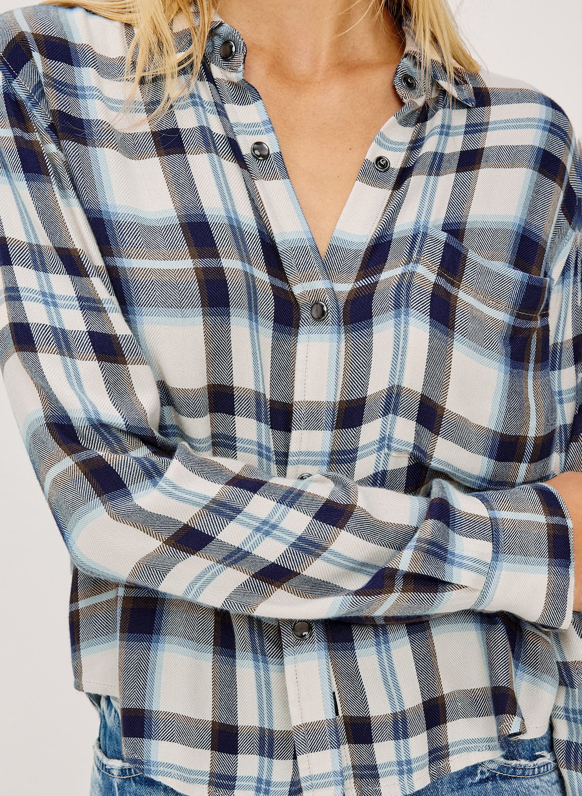 Short flowing checked shirt RAILS Blue