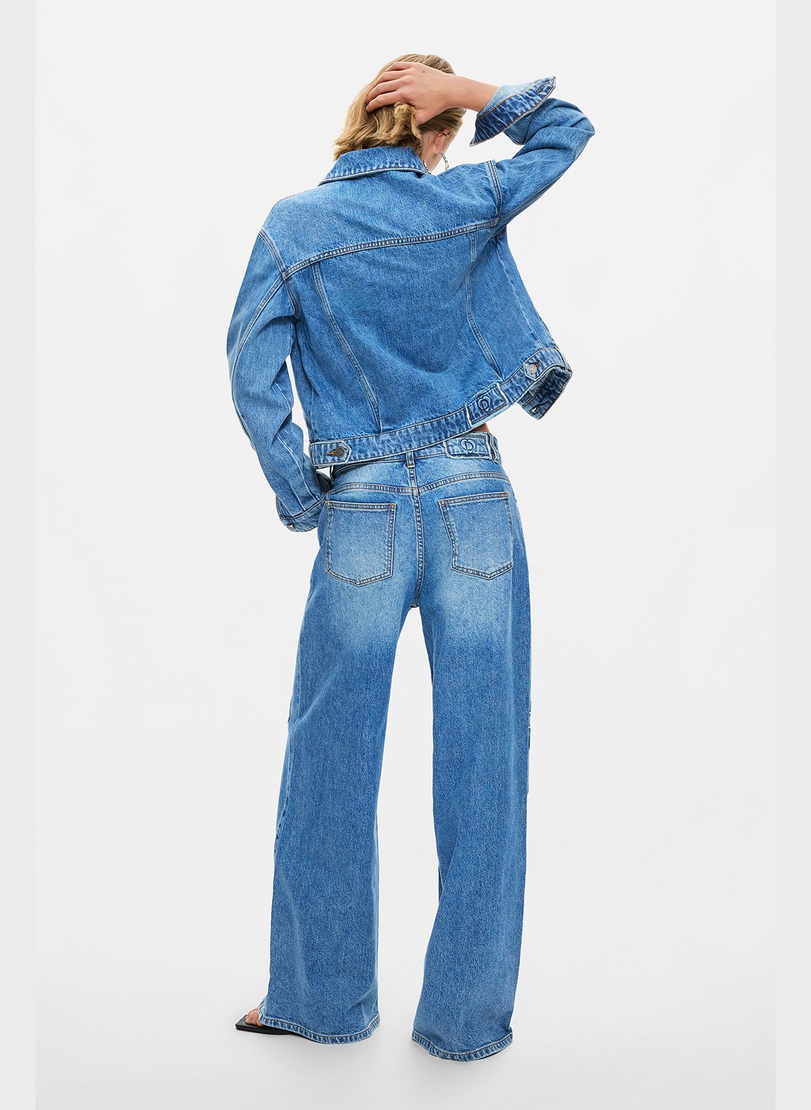 Jean large à motifs brodés DESIGUAL Bleu