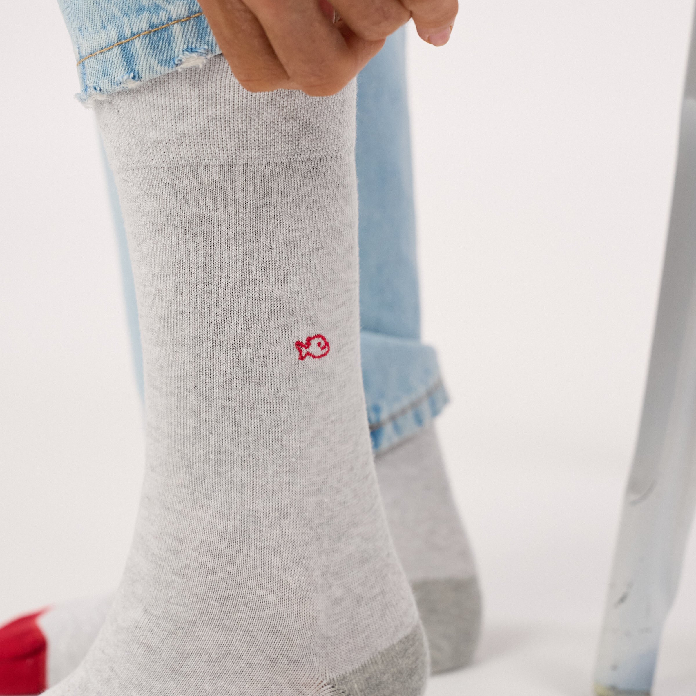 Combed cotton plain socks | Grey BILLYBELT Men