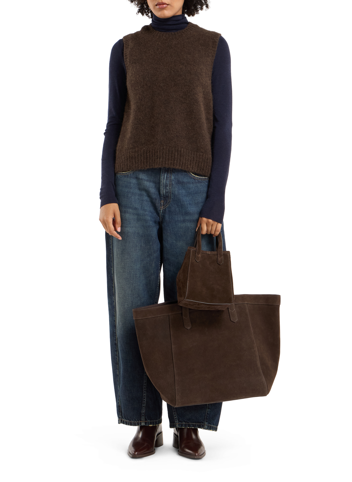 Enzo suede leather tote bag SAISON 1865 Brown