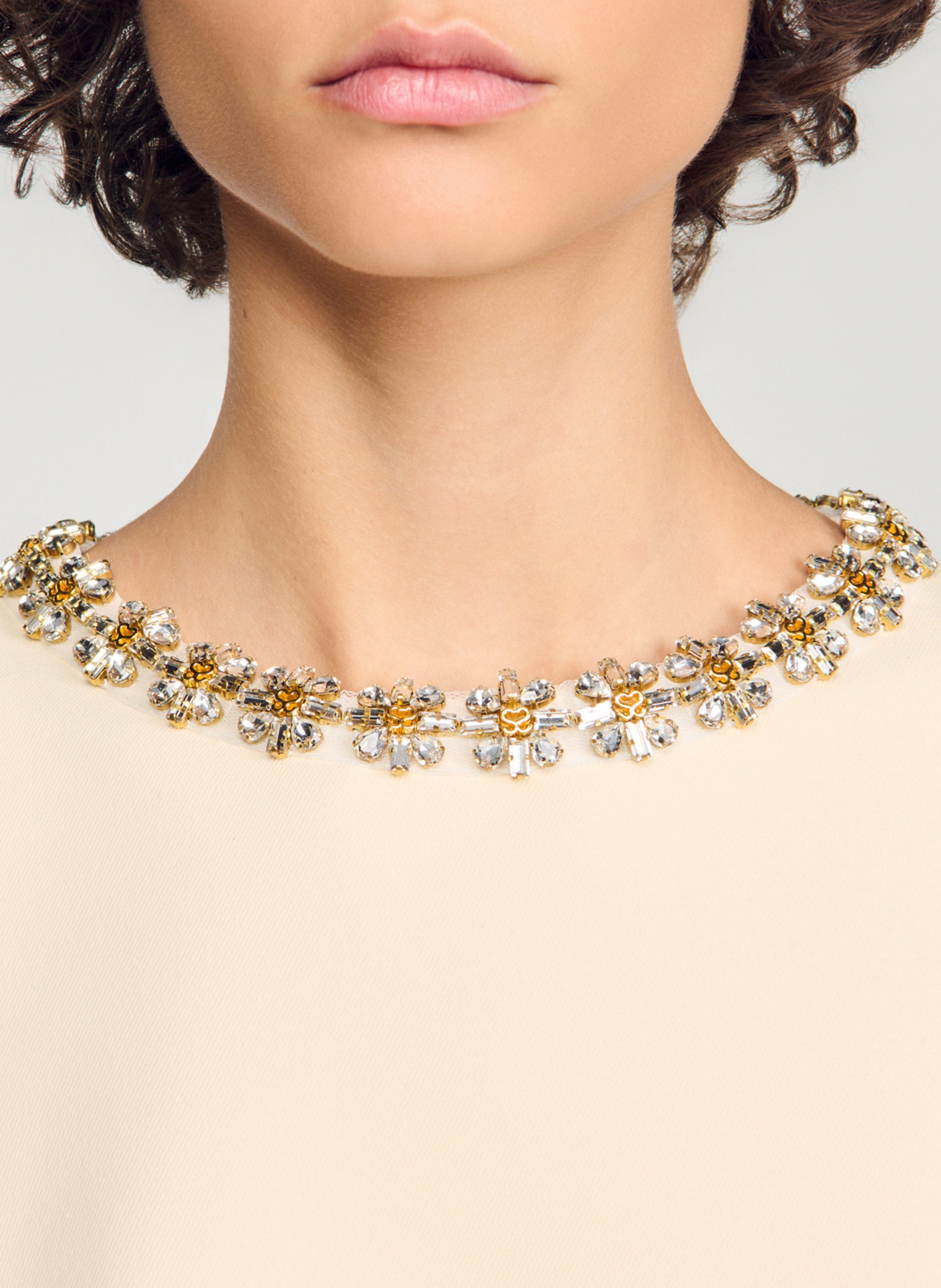 Korte jurk met strass kraag SANDRO Beige
