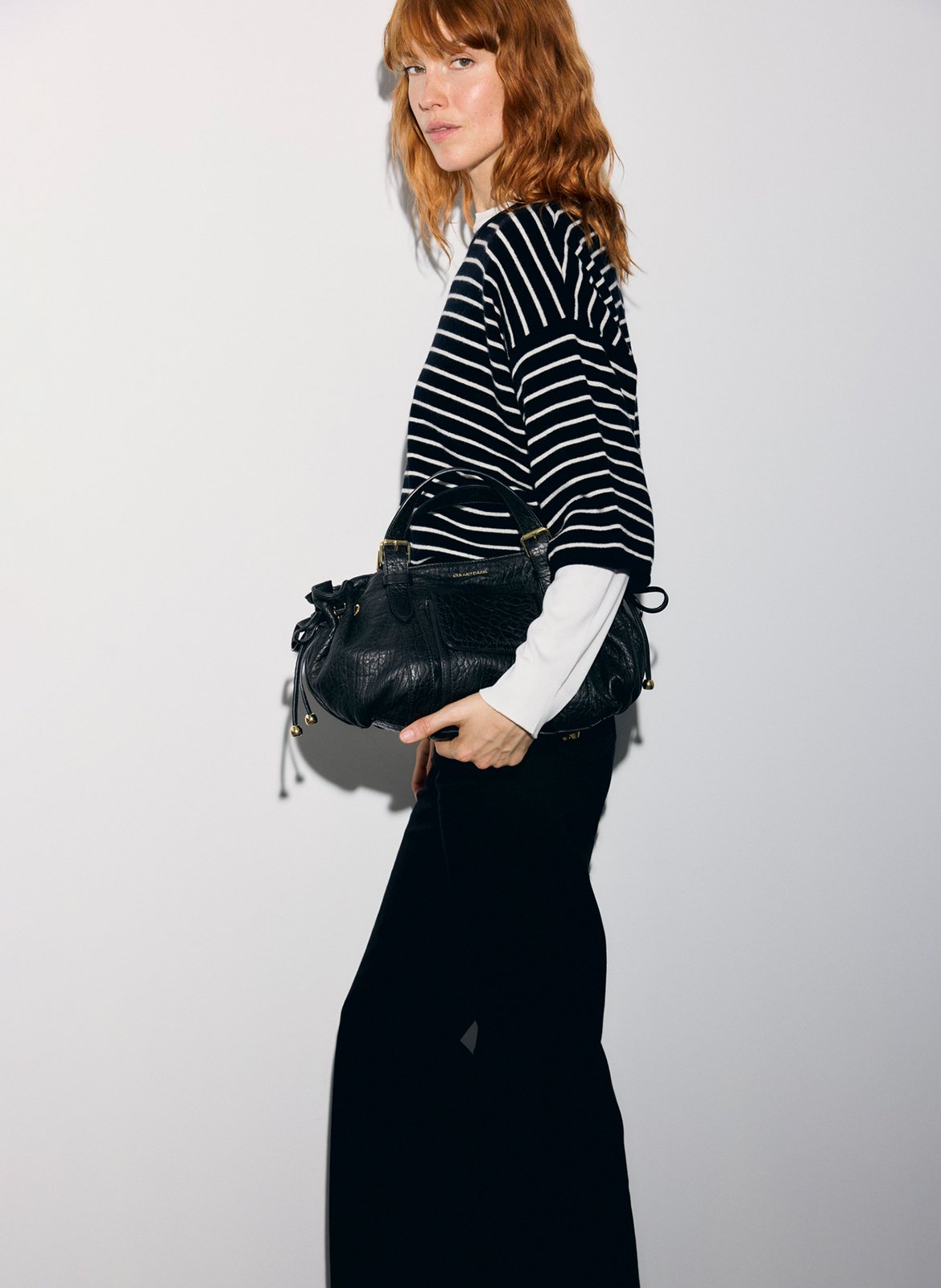 Round neck striped wool oversized sweater GERARD DAREL Silver