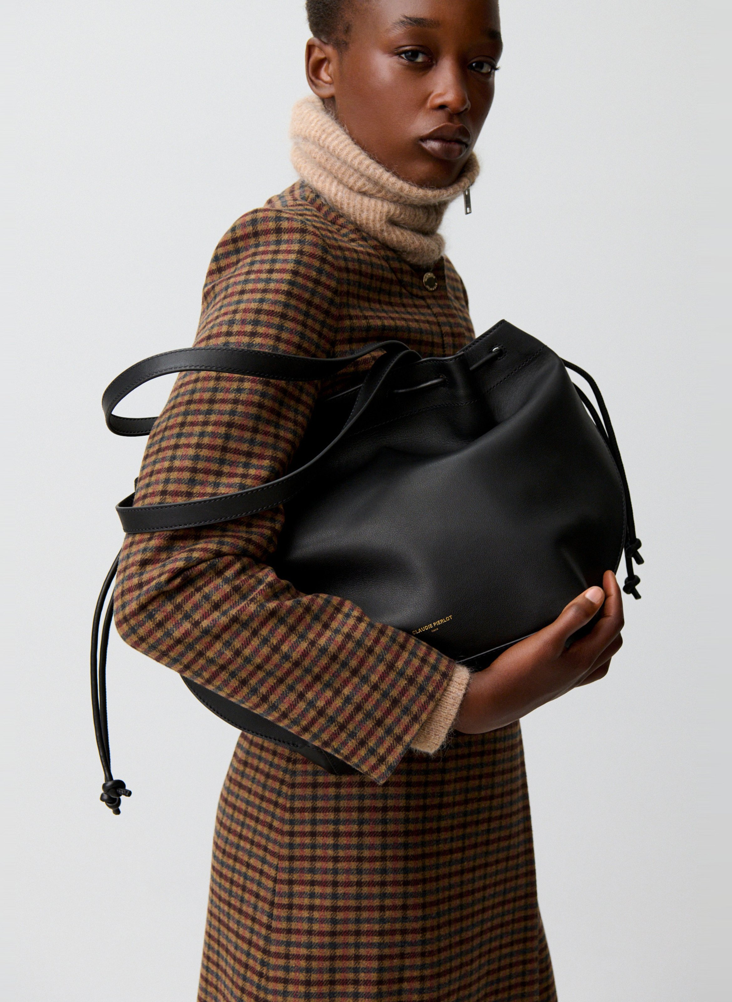 Sac porté épaule en cuir CLAUDIE PIERLOT Noir