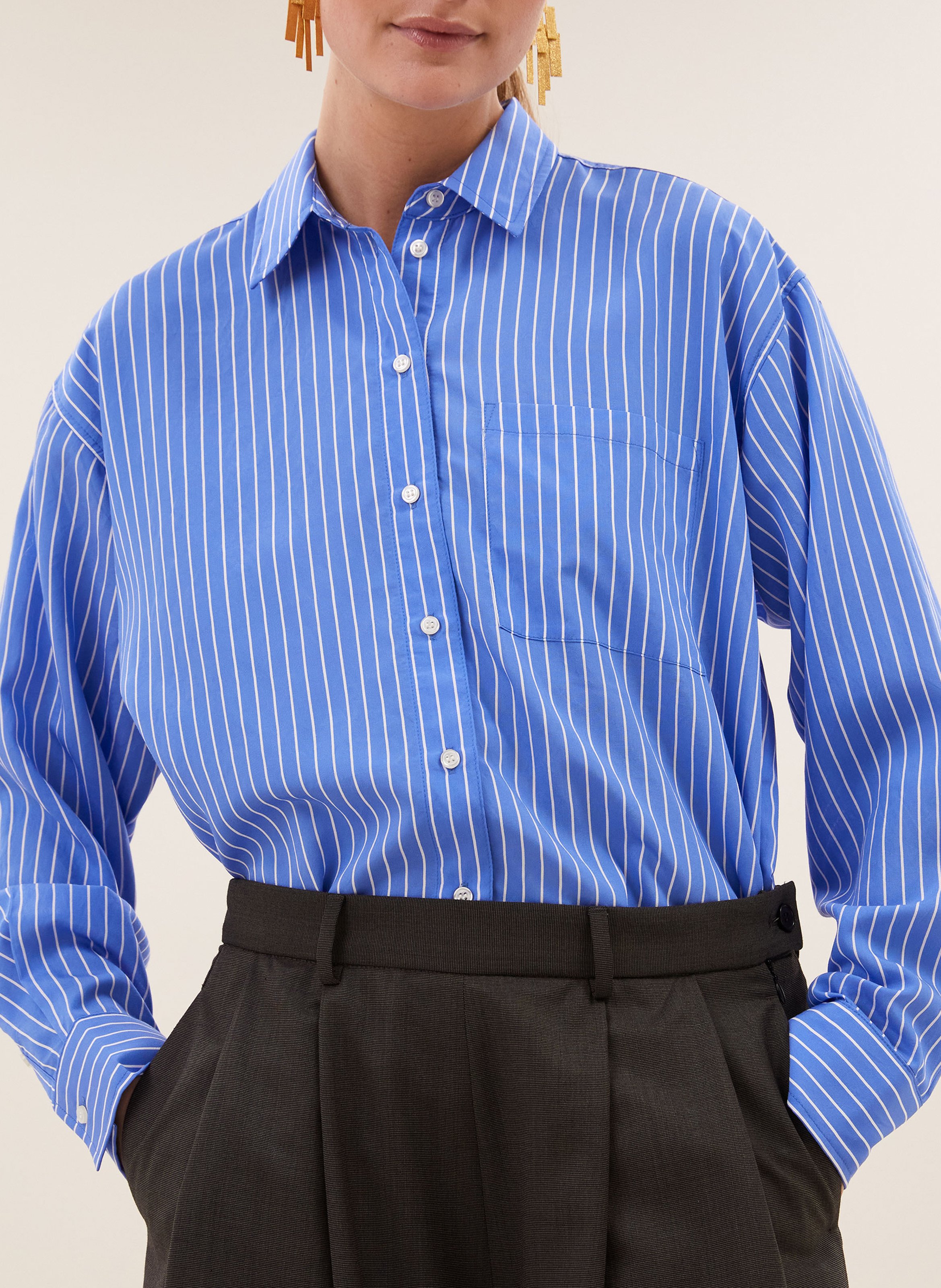 Recht gestreept overhemd BY BAR Blauw