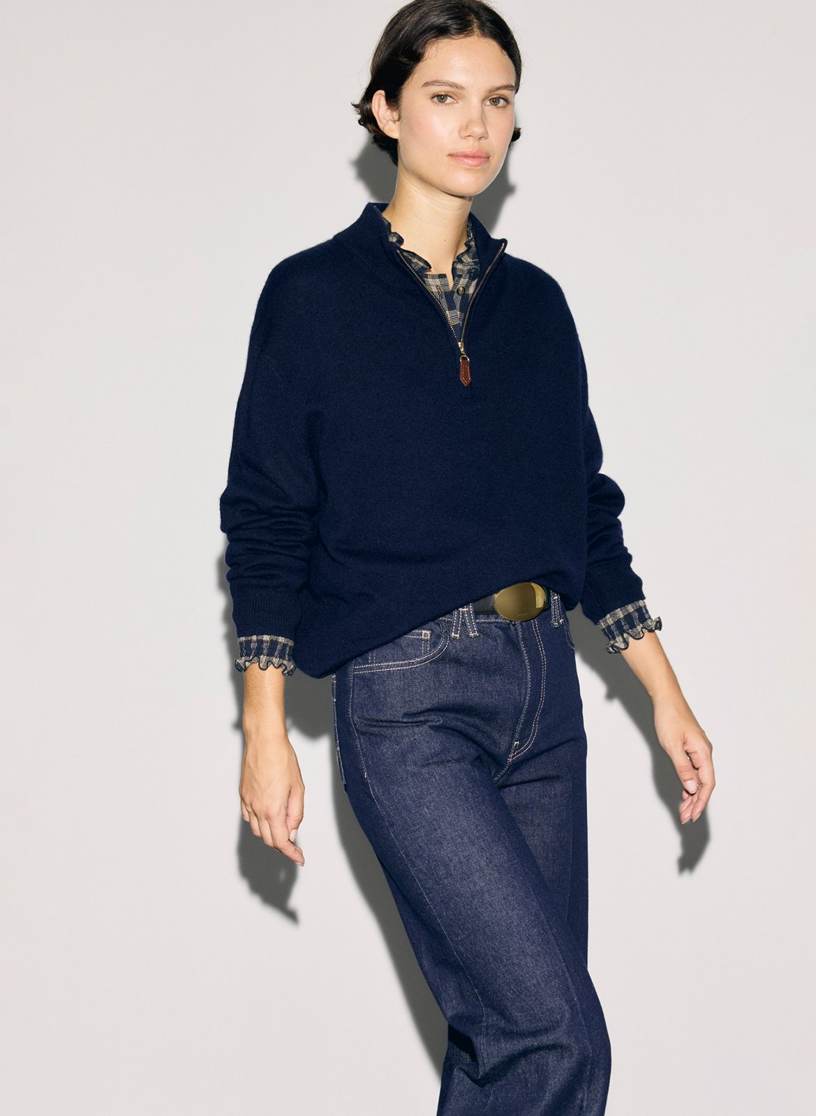 Cashmere zip-neck turtleneck sweater GERARD DAREL Blue