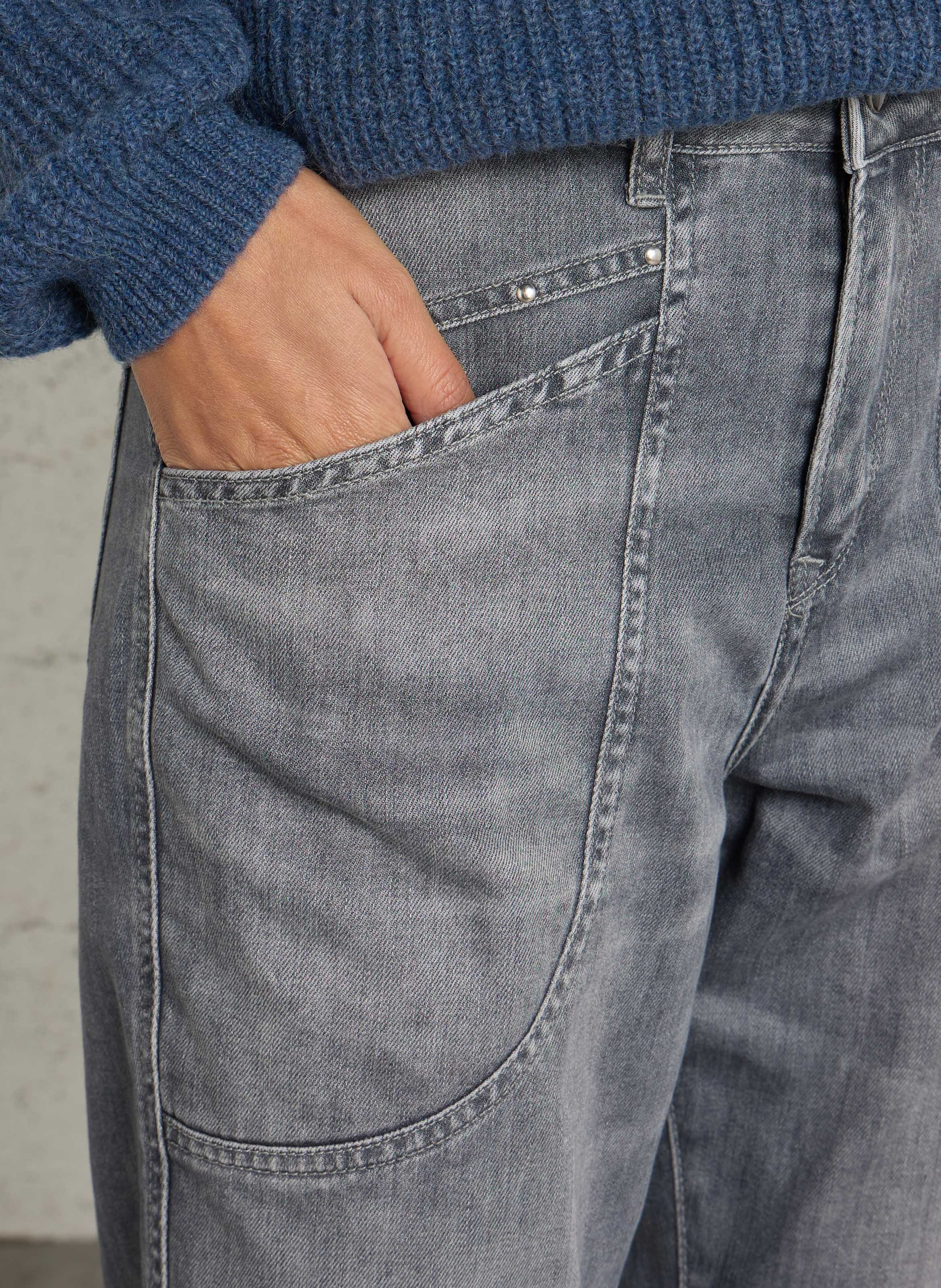 High Waist Straight Cut Jeans aus Baumwoll-Mix LE TEMPS DES CERISES Grau