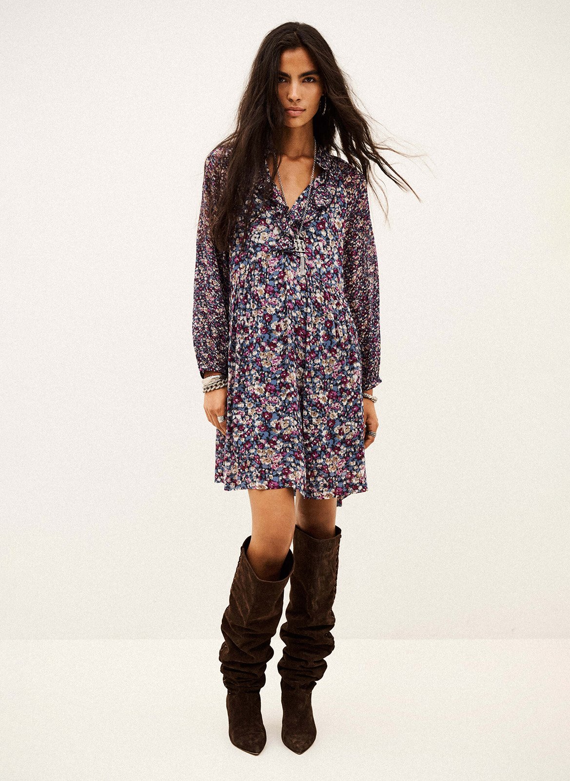 Robe courte ample imprimée BA&SH Bleu