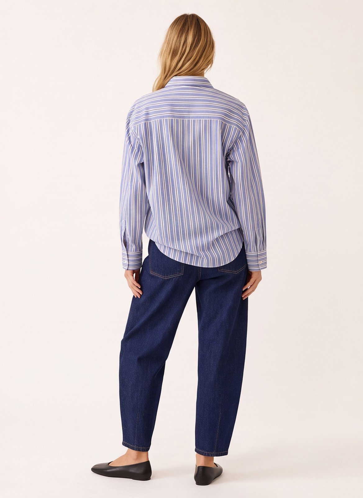 Ruimvallende blouse met klassieke kraag KOOKAI Blauw