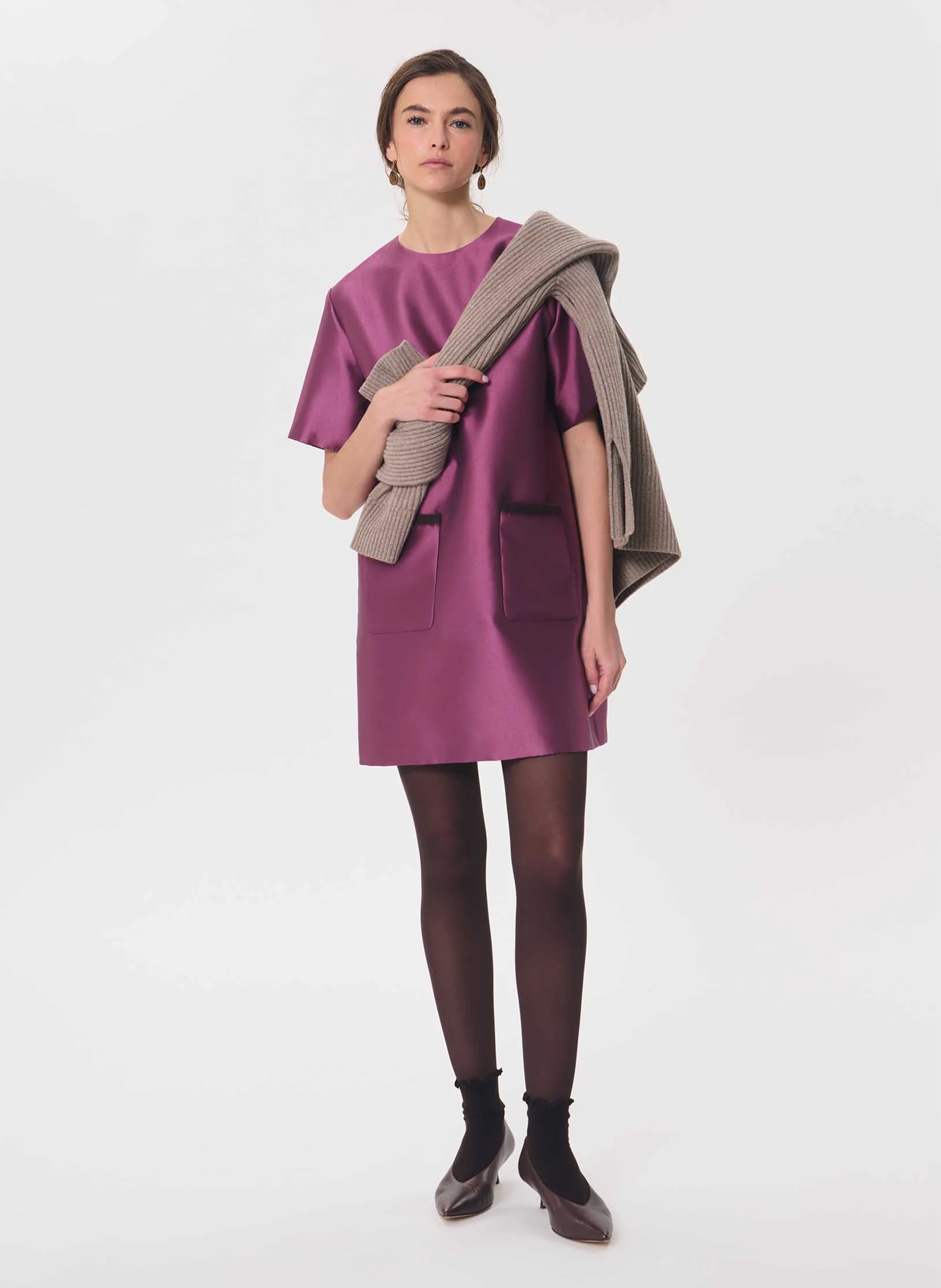 Short round-neck dress TARA JARMON Purple