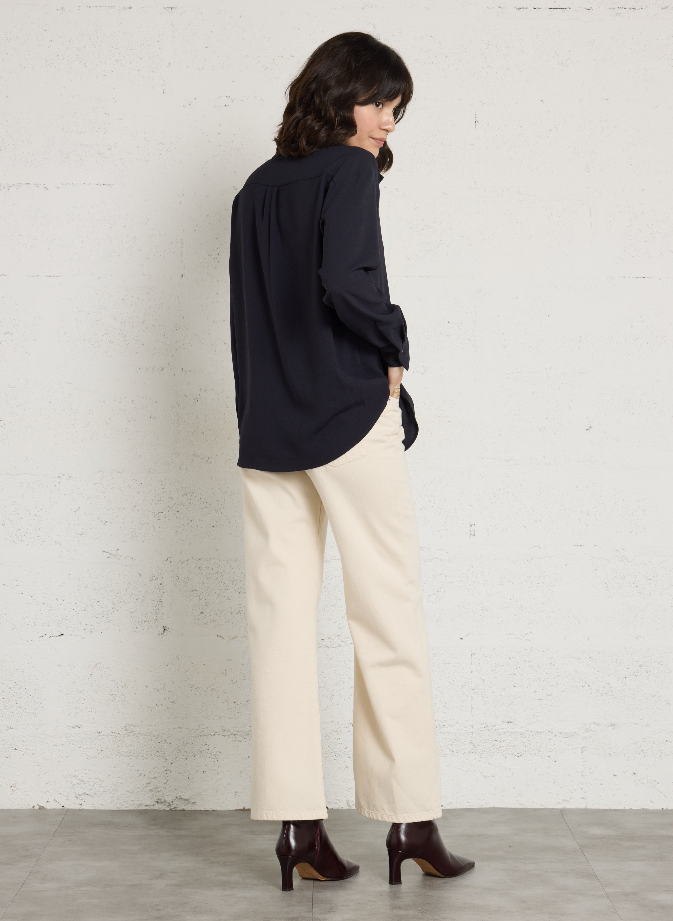 Top met lange mouwen en knoopkraag HARTFORD Blauw