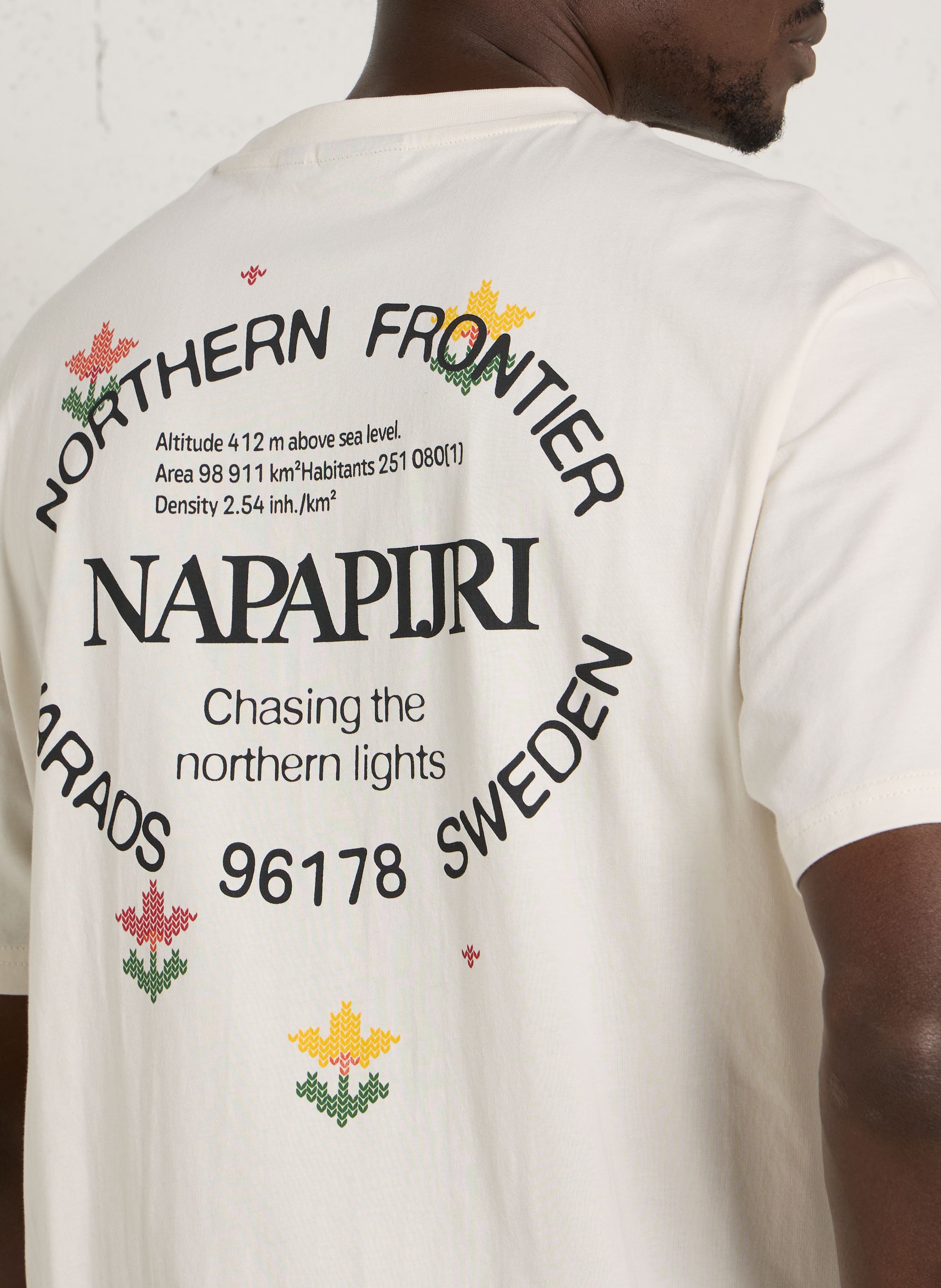 Gerade geschnittenes Rundhals-T-Shirt aus Baumwolle mit Siebdruck NAPAPIJRI Mehrfarbig
