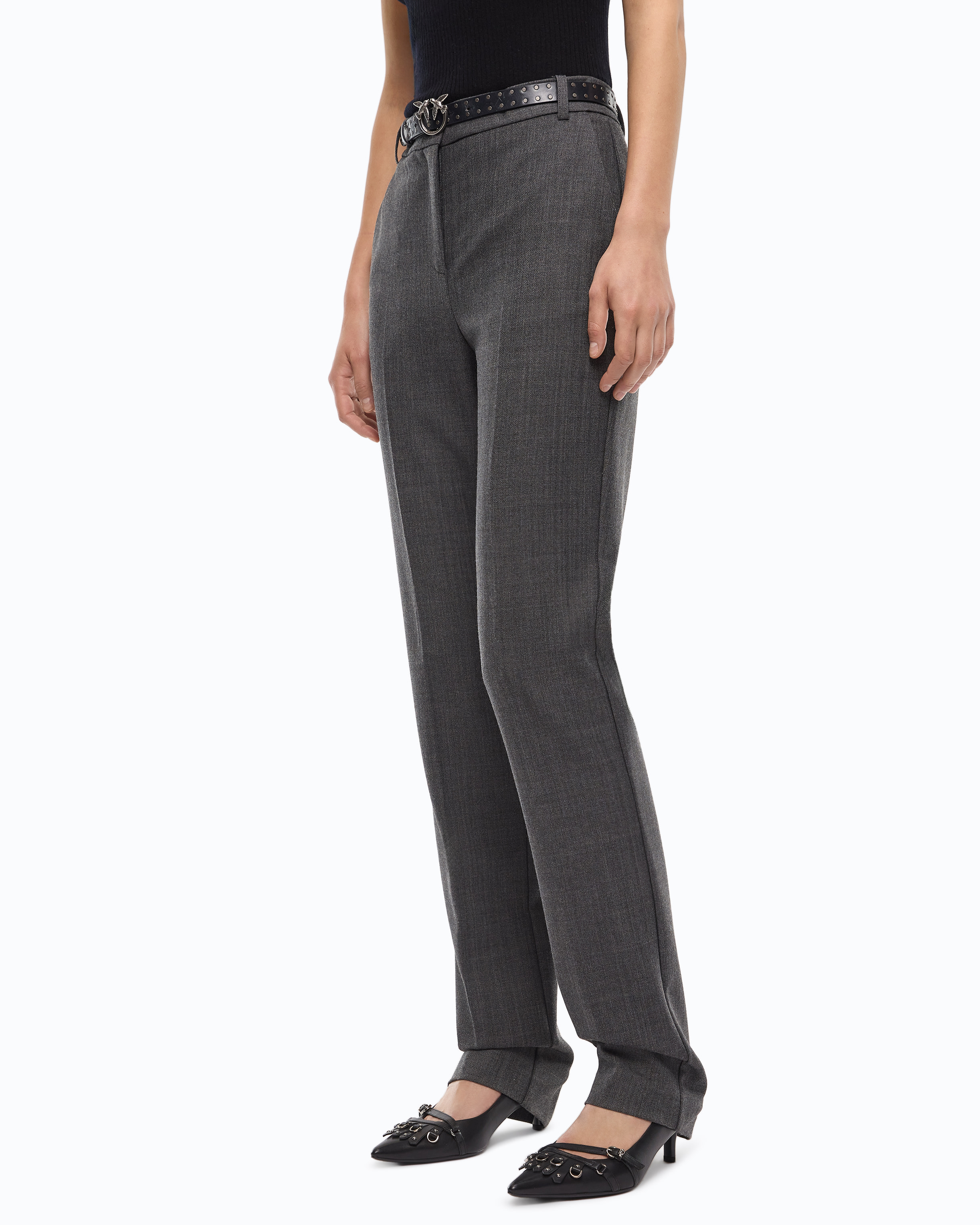 Stretch wool-blend cigarette trousers | Grey PINKO Women
