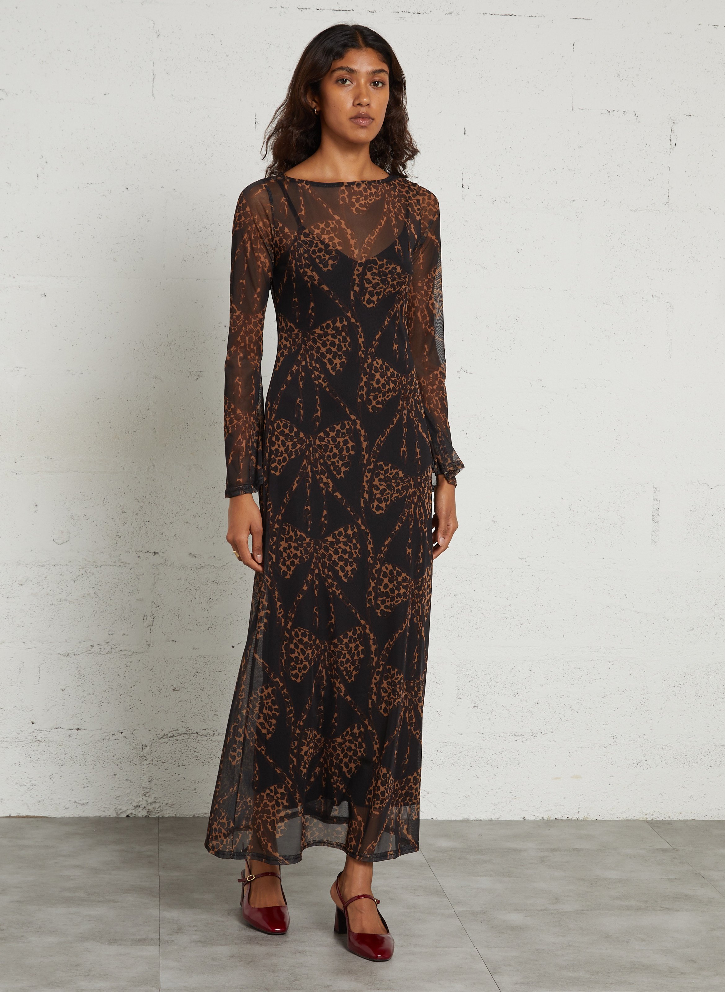 Long printed dress NEVER FULLY DRESSED Black