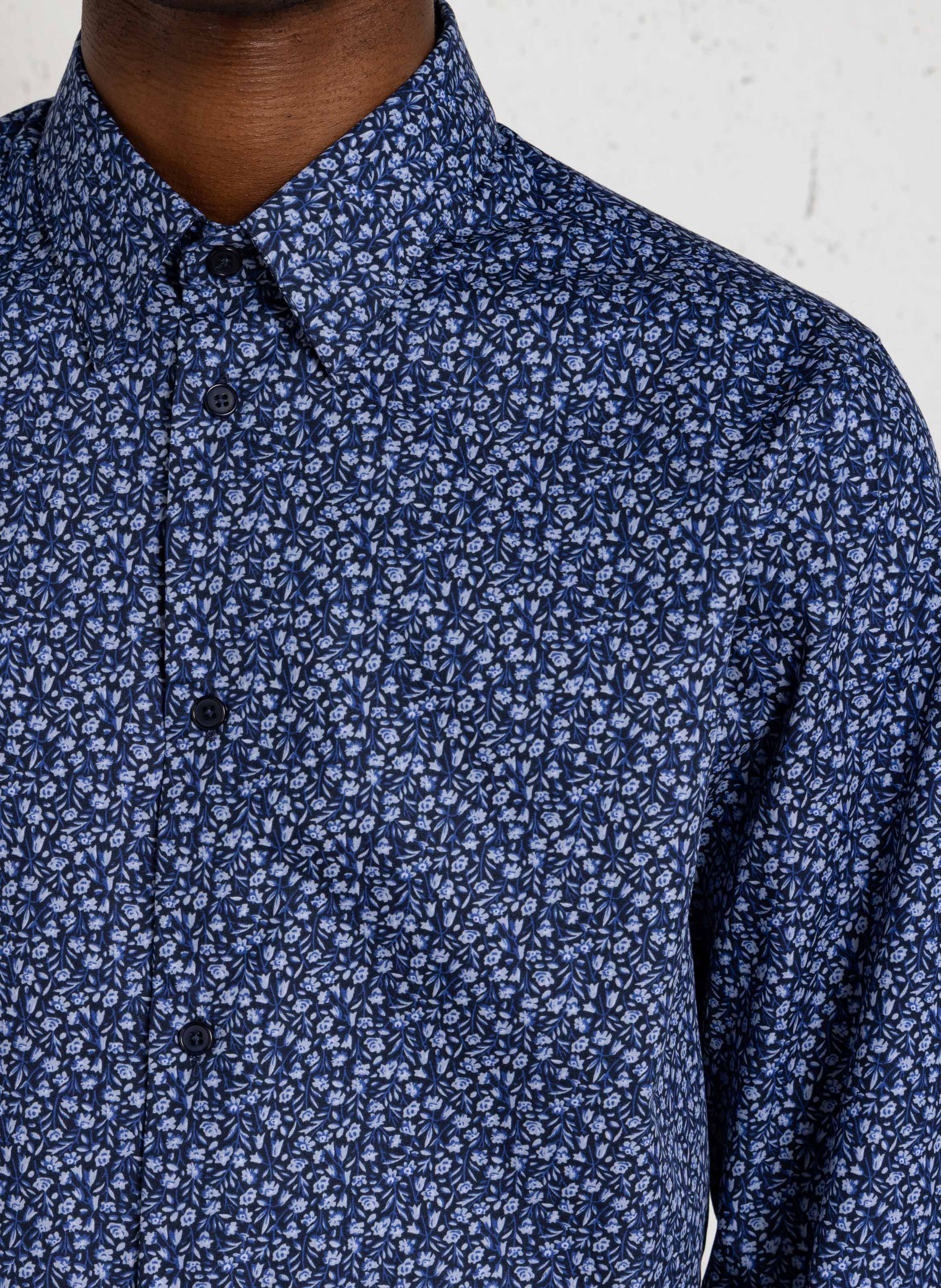 Chemise col classique en coton AU PRINTEMPS PARIS Bleu