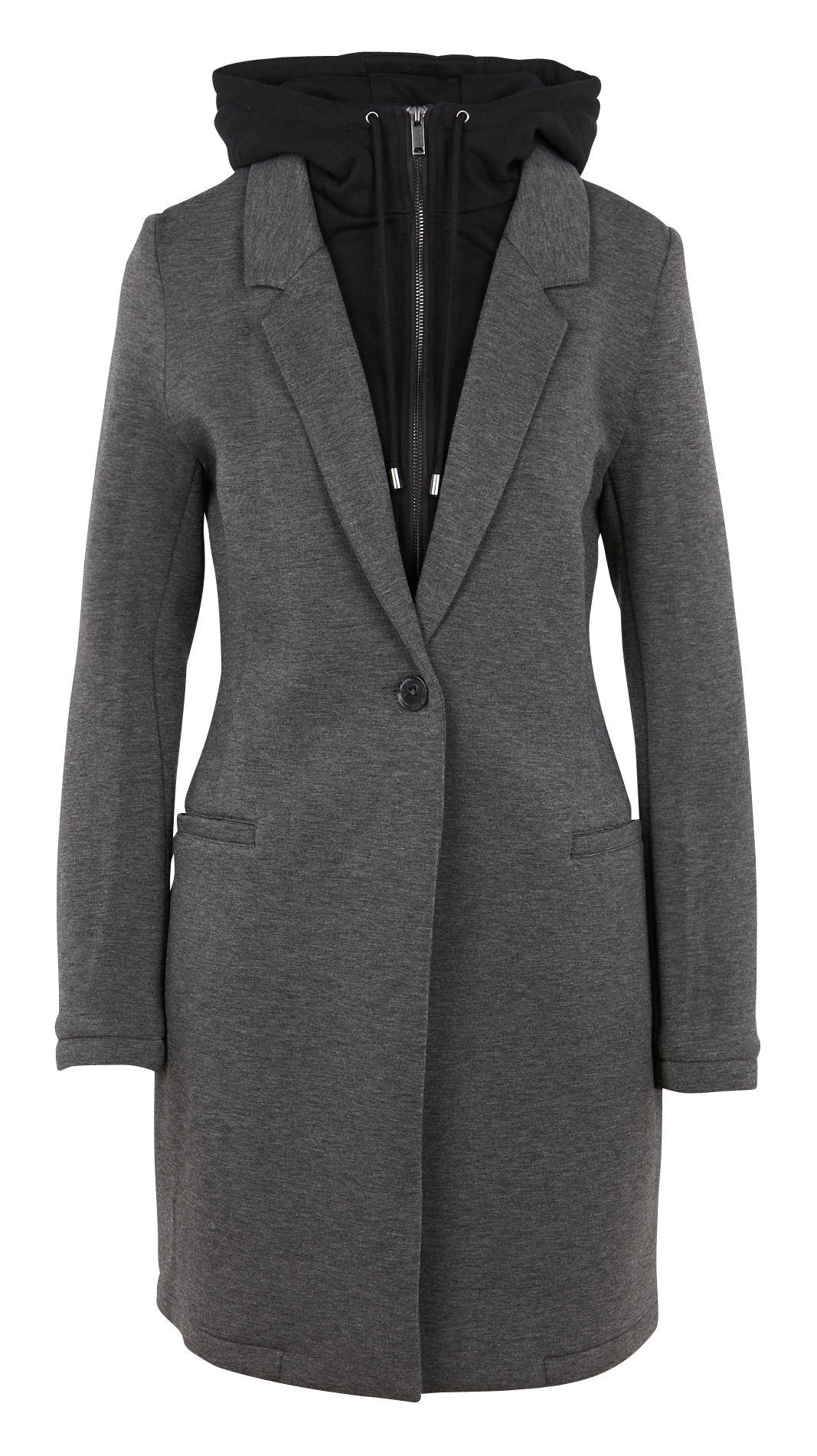 Langer Mantel mit abnehmbarer Kapuze IKKS Grau