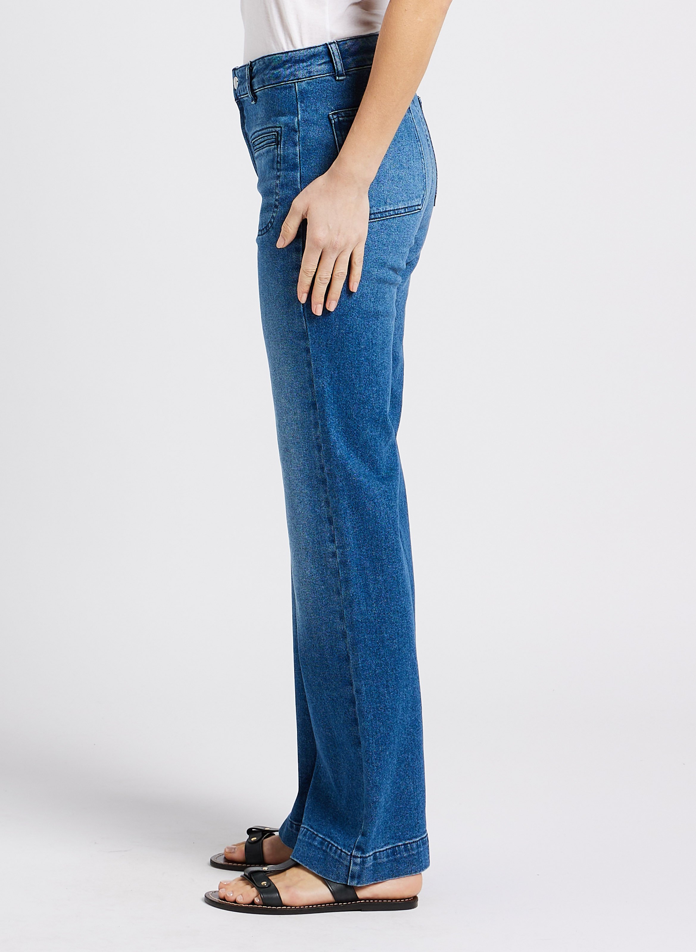 Flared jeans met hoge taille van stretchkatoen ACQUAVERDE Blauw
