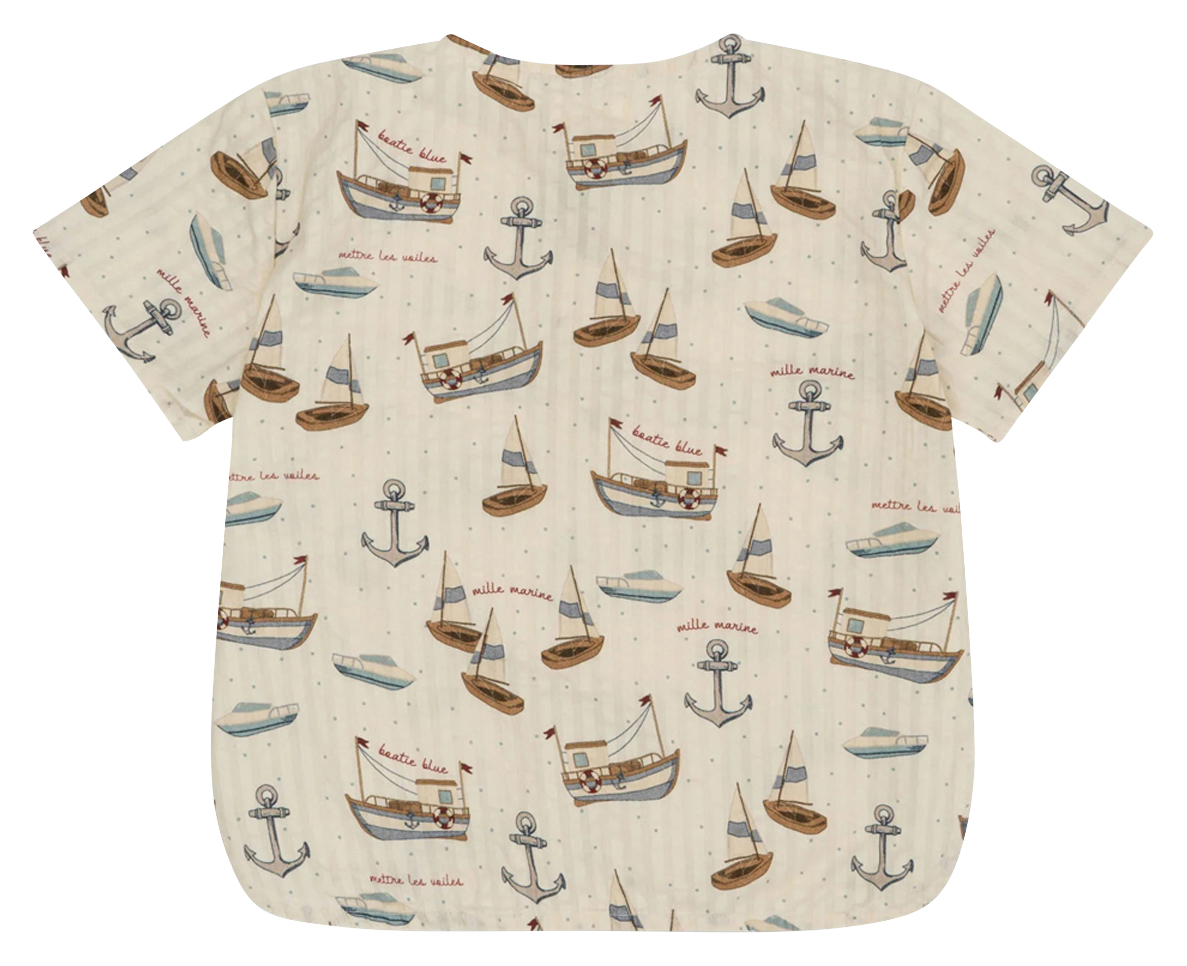 Chemise col rond imprimée en coton bio KONGES SLOJD Beige