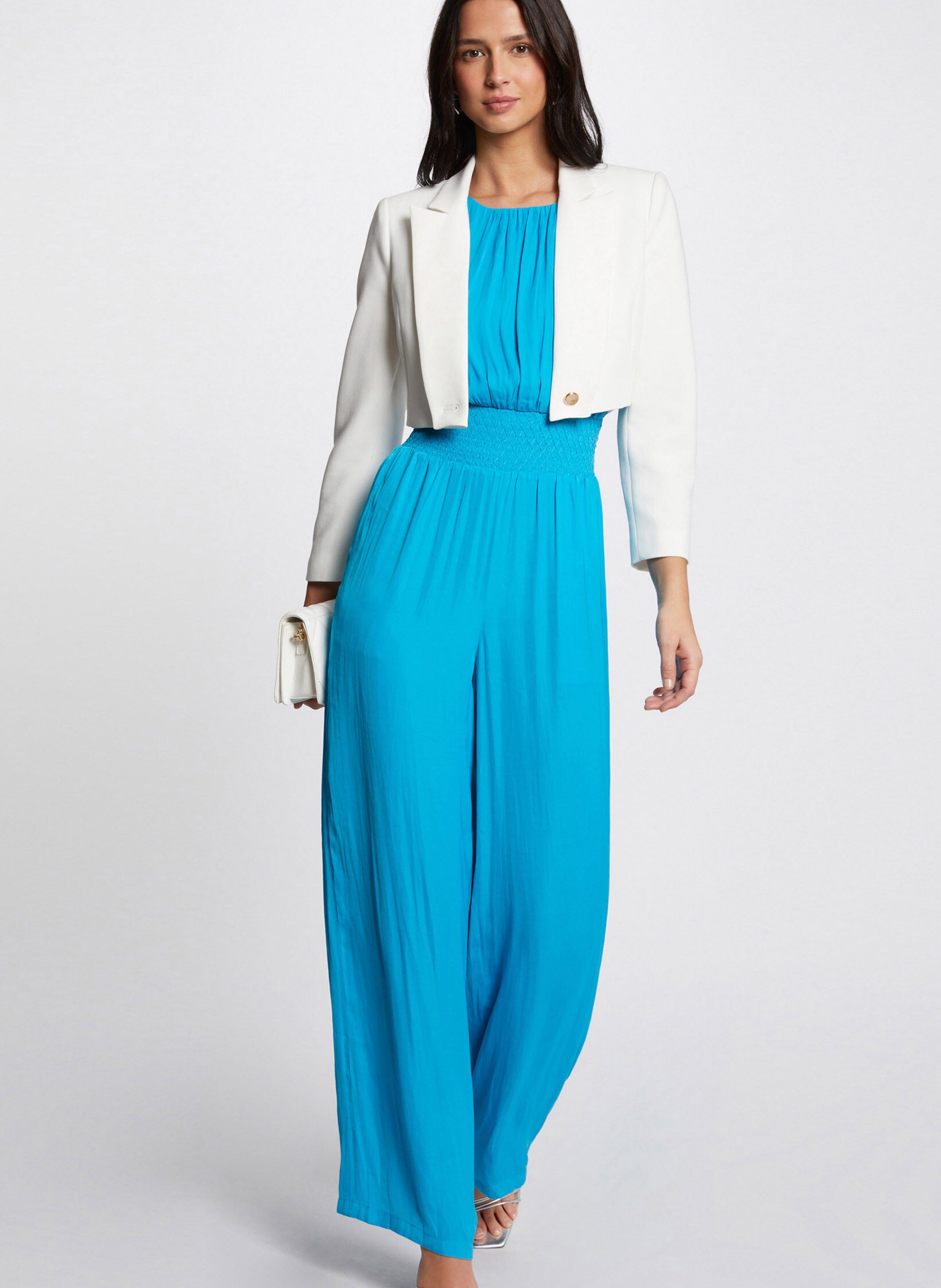 Cropped suit jacket MORGAN White