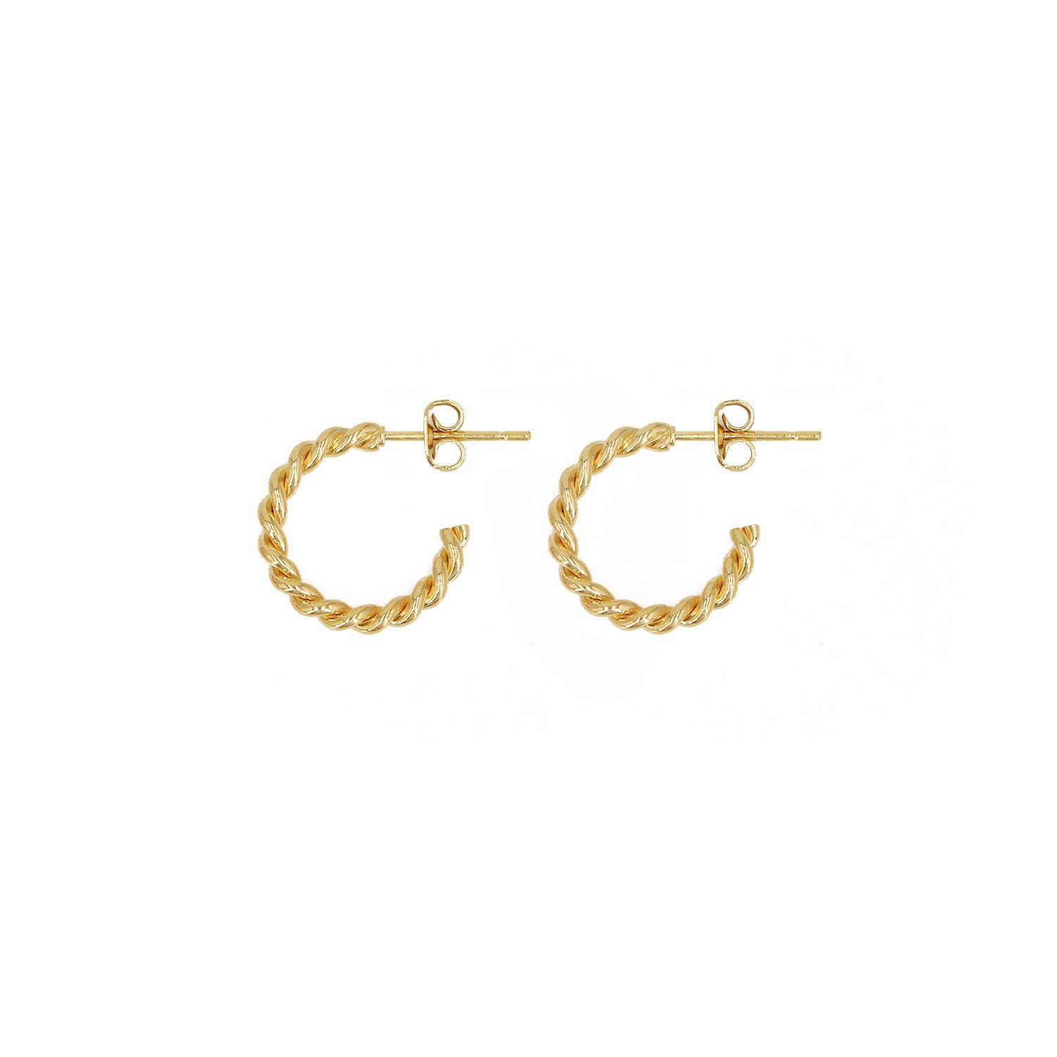 Twisted golden hoop earrings in fine gold NILAI Golden