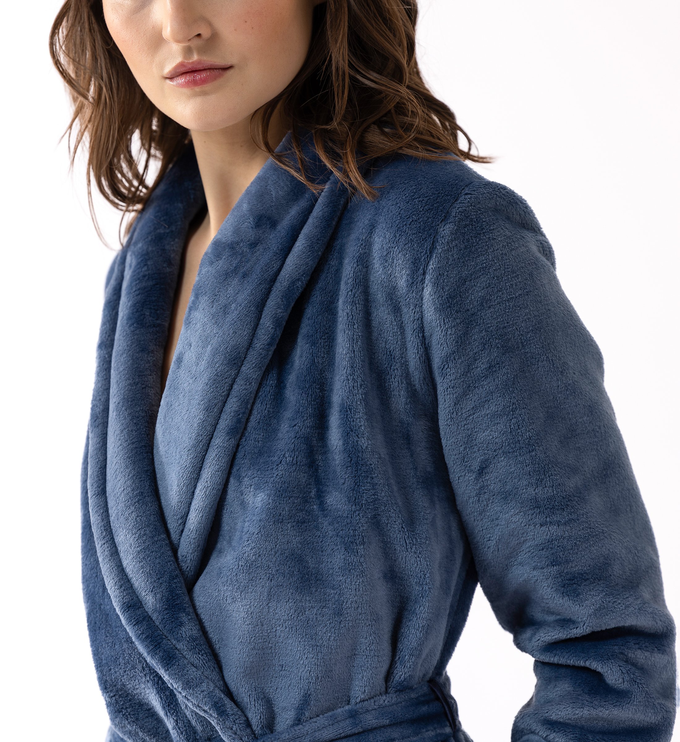 Peignoir en peluche flanelle Essentiel h61b Bleu Le chat Femme