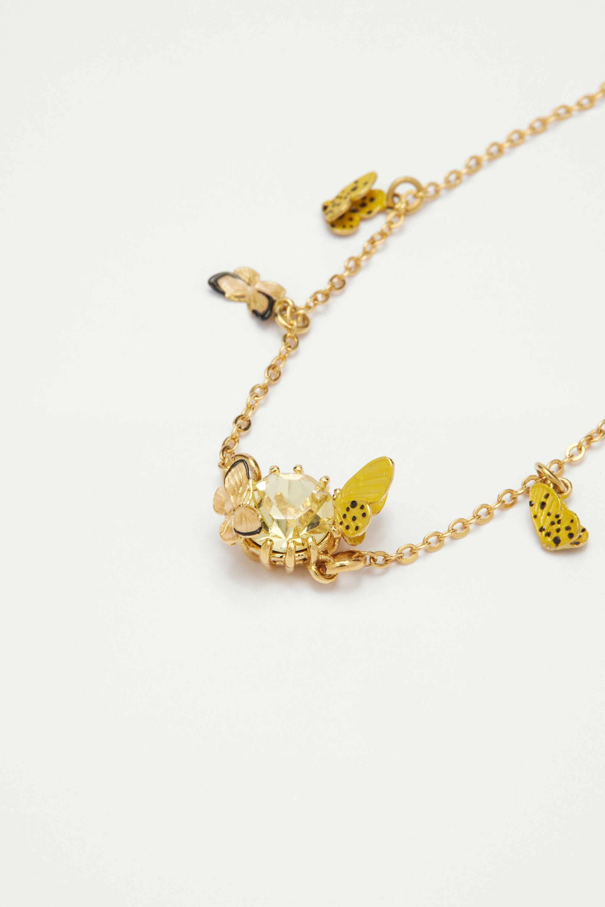 Bracelet charm's papillons colorés et pierre en verre taillé LES NEREIDES Multicolore