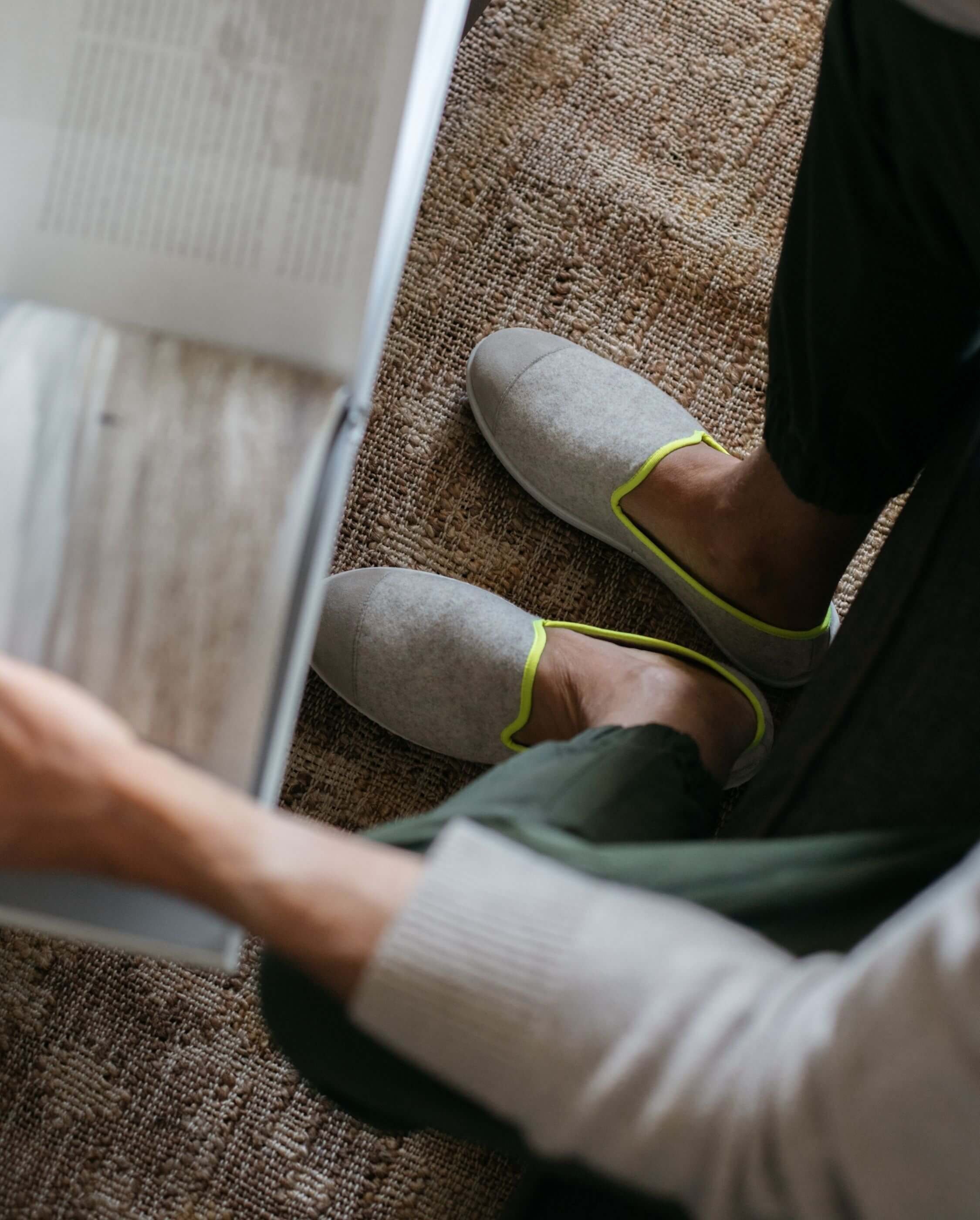 Men's wool slipper, beige yellow neon ANGARDE Beige