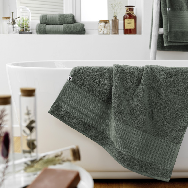 100% combed cotton bath towel L'EFFET PAPILLON Green