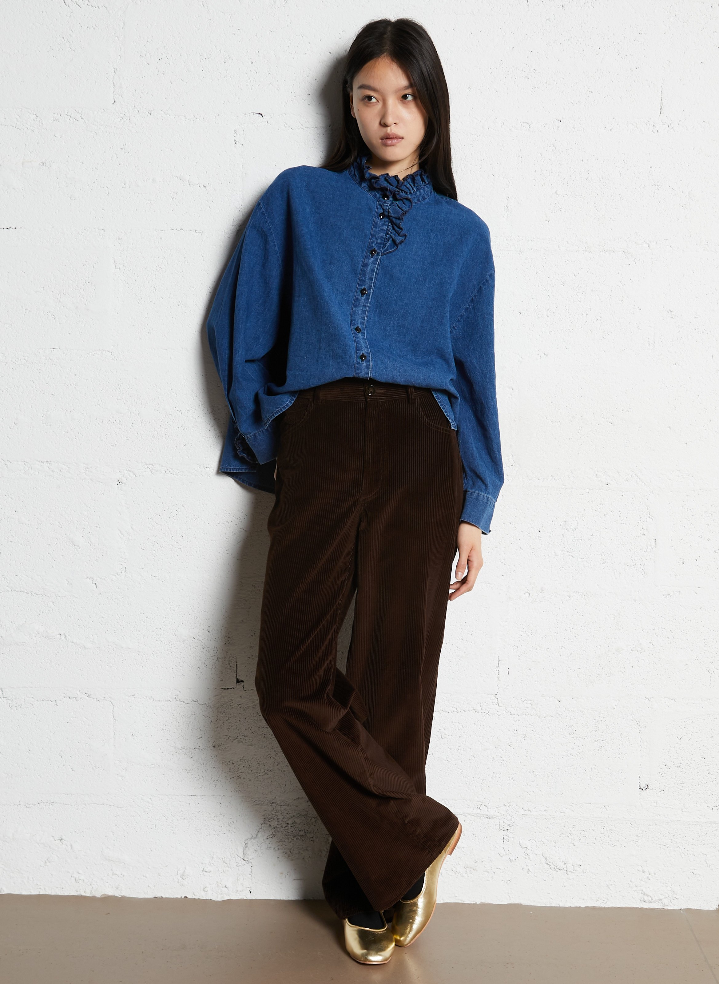 Oversized linnen blend blouse SUZIE WINKLE Blauw