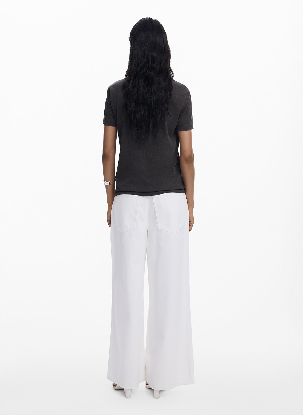 Tee-shirt droit à broderies en coton DESIGUAL Noir