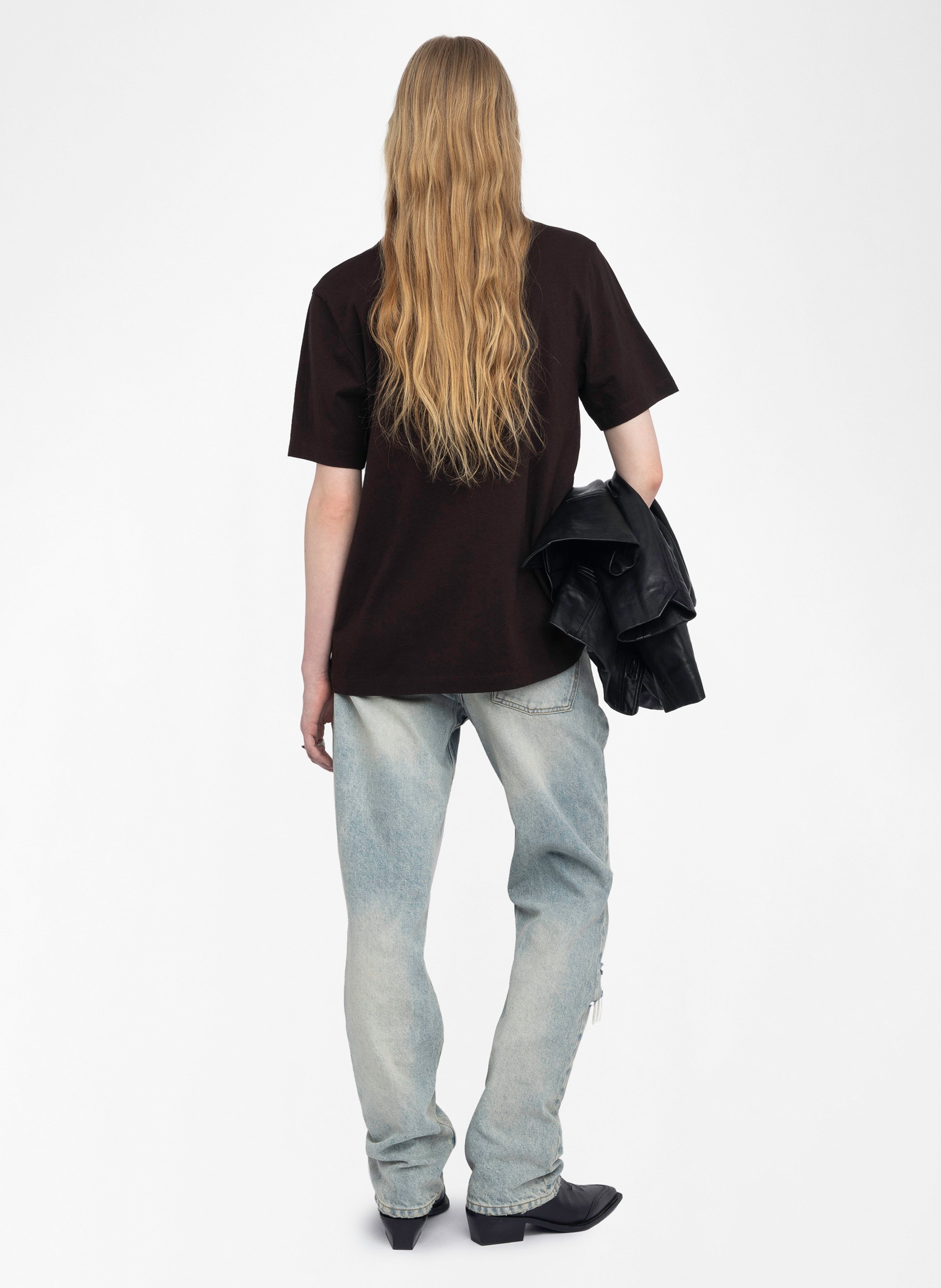Tee-shirt oversize à motif strass  ZADIG&VOLTAIRE Marron