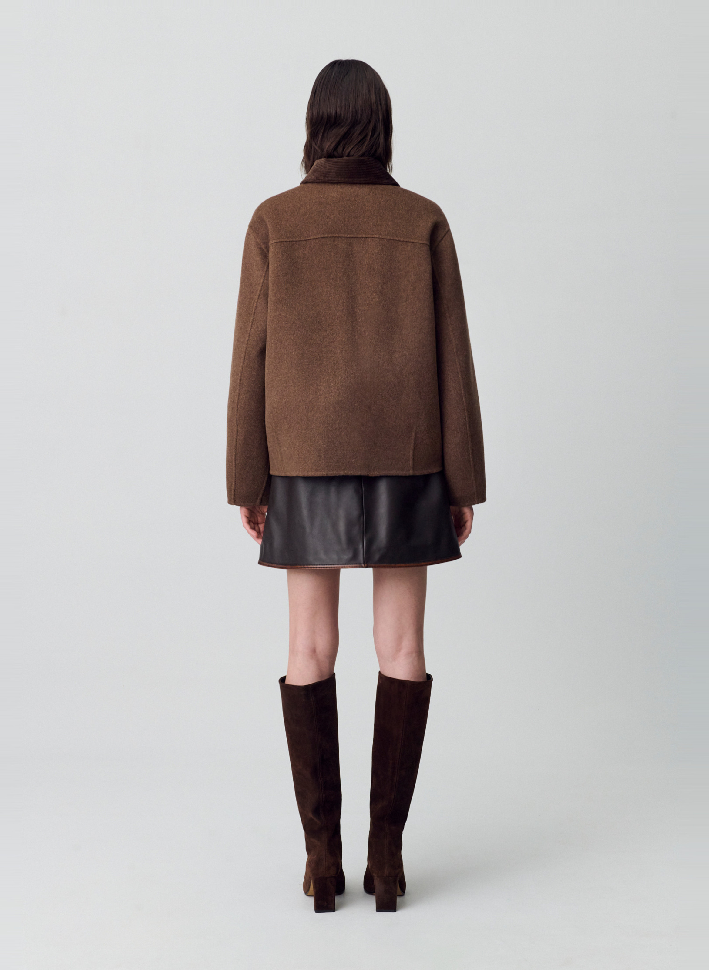 Manteau col chemise en laine mélangée  CLAUDIE PIERLOT Marron