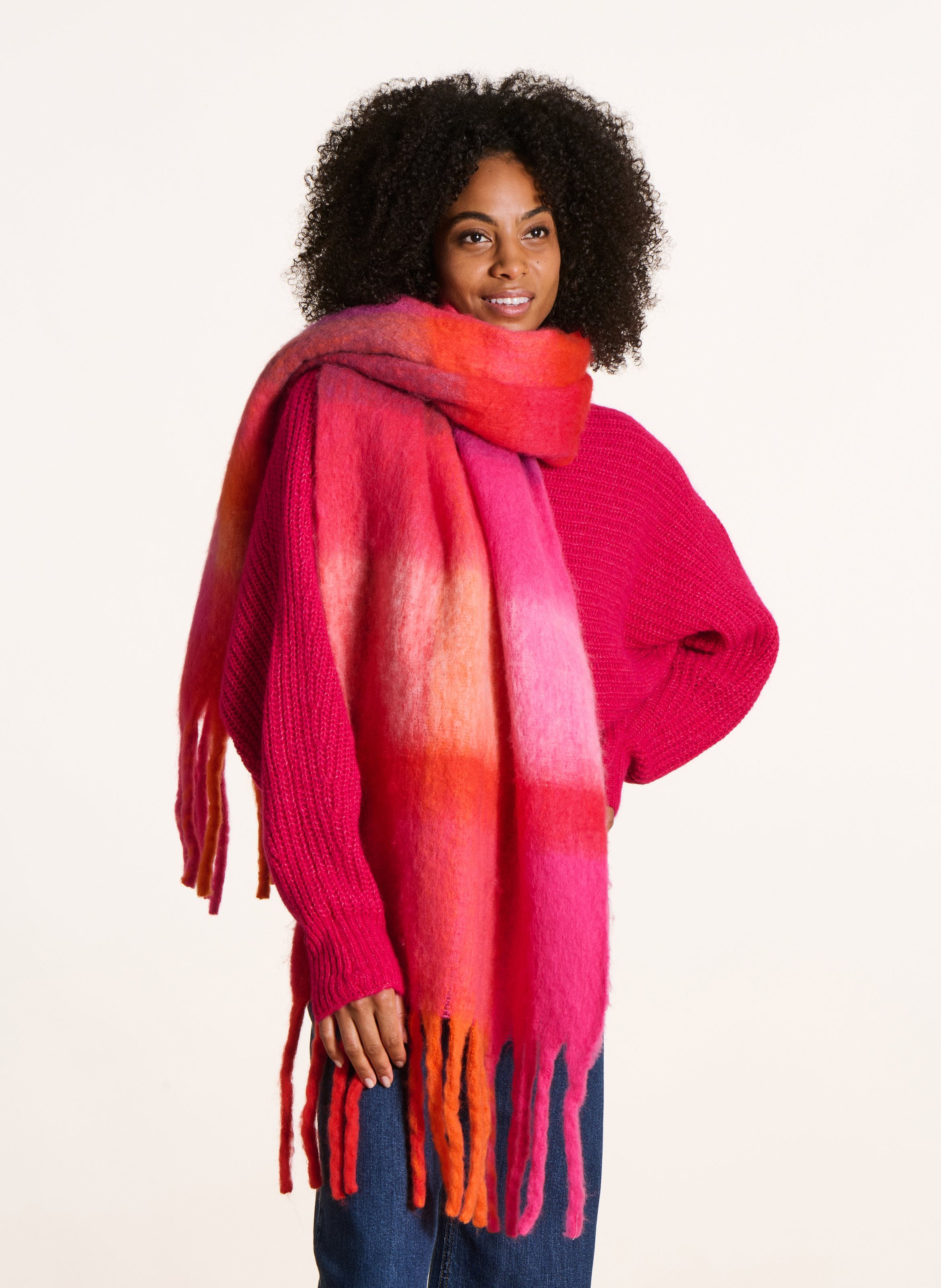 Check pattern scarf LA FEE MARABOUTEE Pink