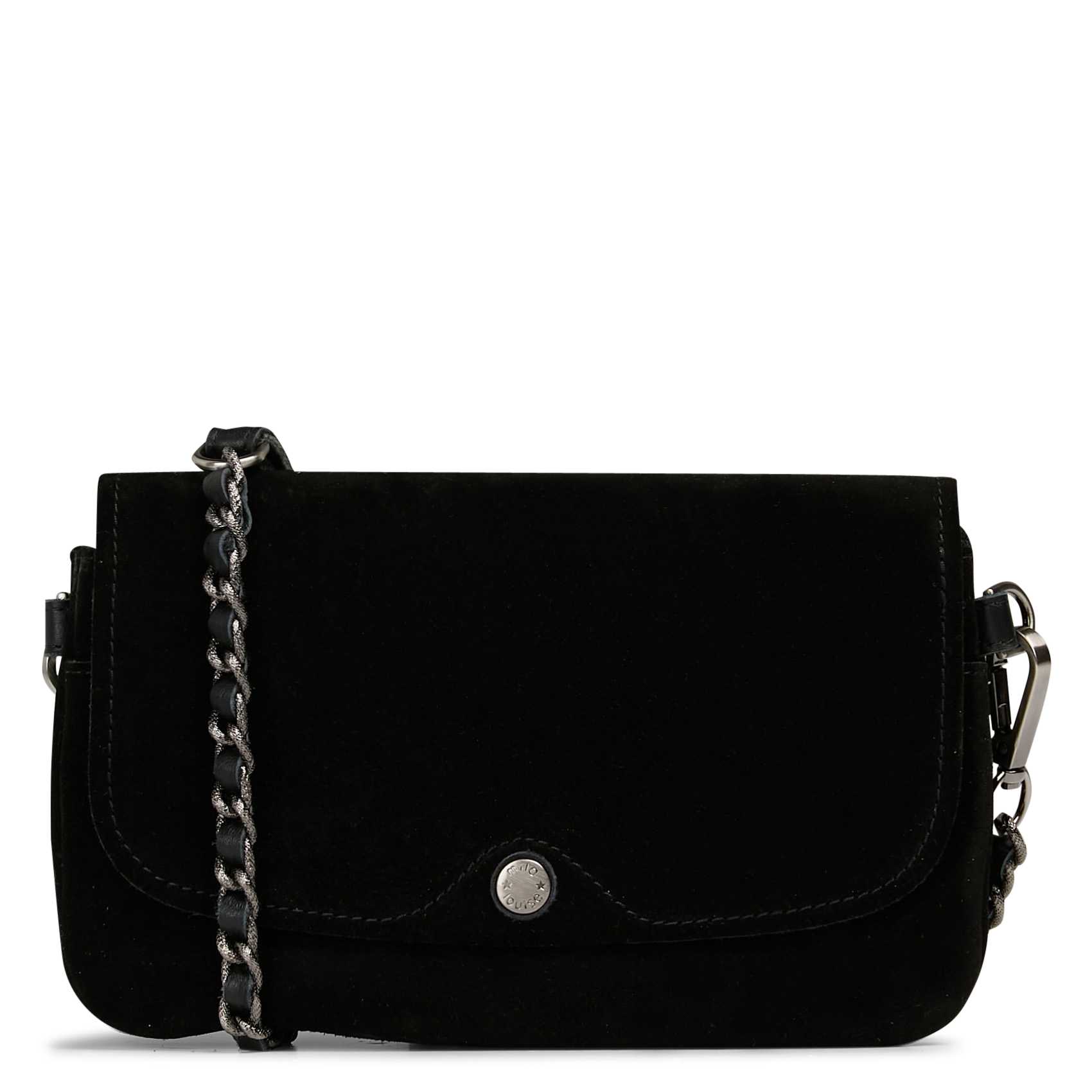 Clutch van veloursleer MILA LOUISE Zwart