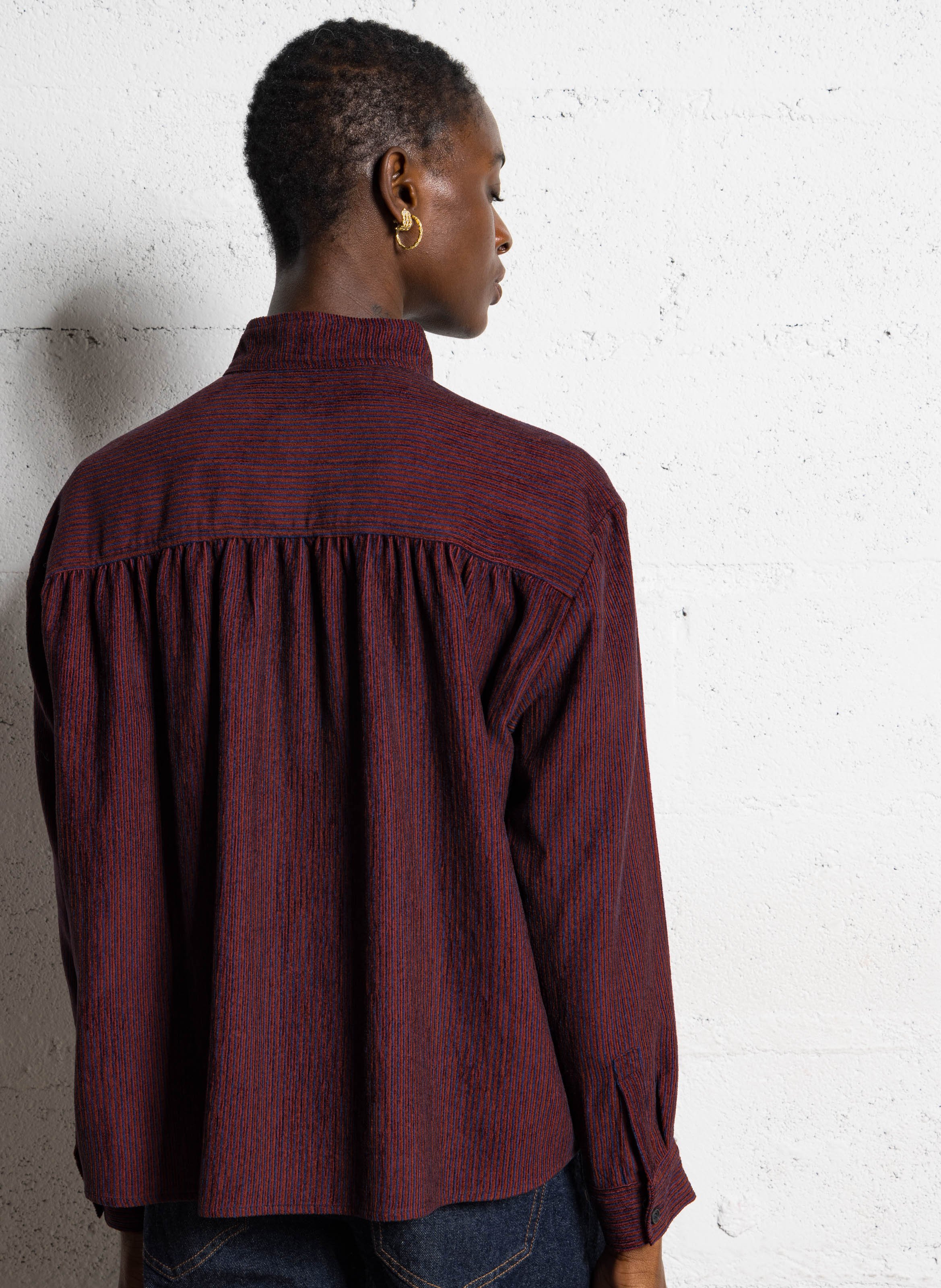 Oversized blouse met opstaande kraag en strepen SACRECOEUR Veelkleurig