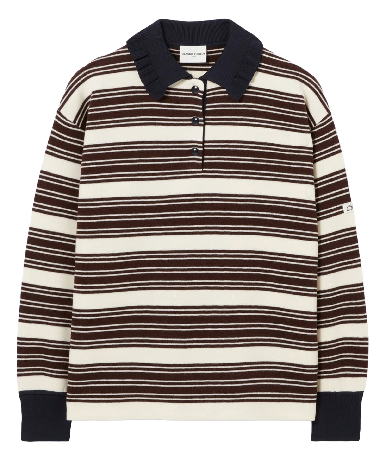 Pull col polo à rayures  CLAUDIE PIERLOT Marron