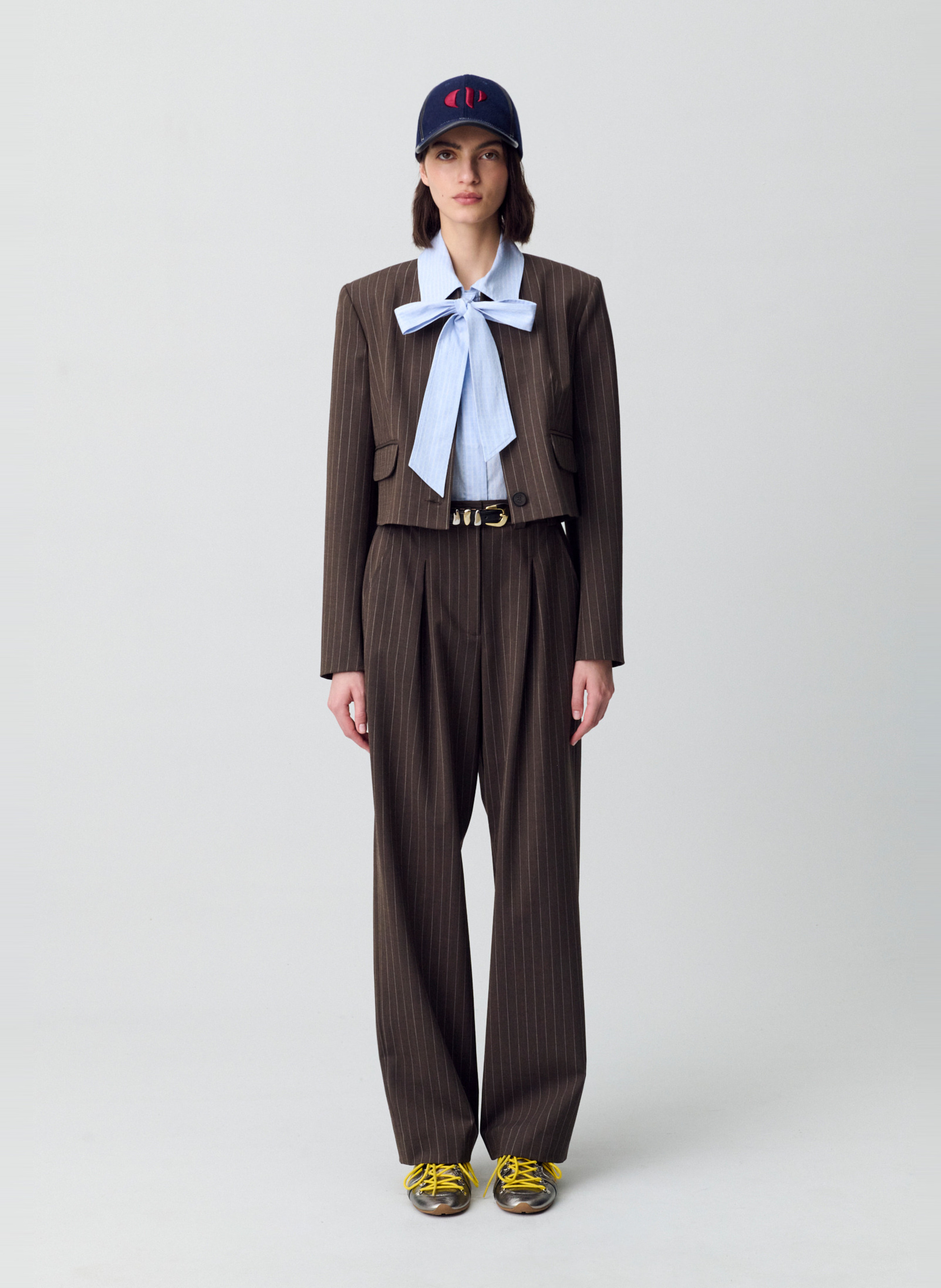 Veste oversize col rond à rayures CLAUDIE PIERLOT Marron