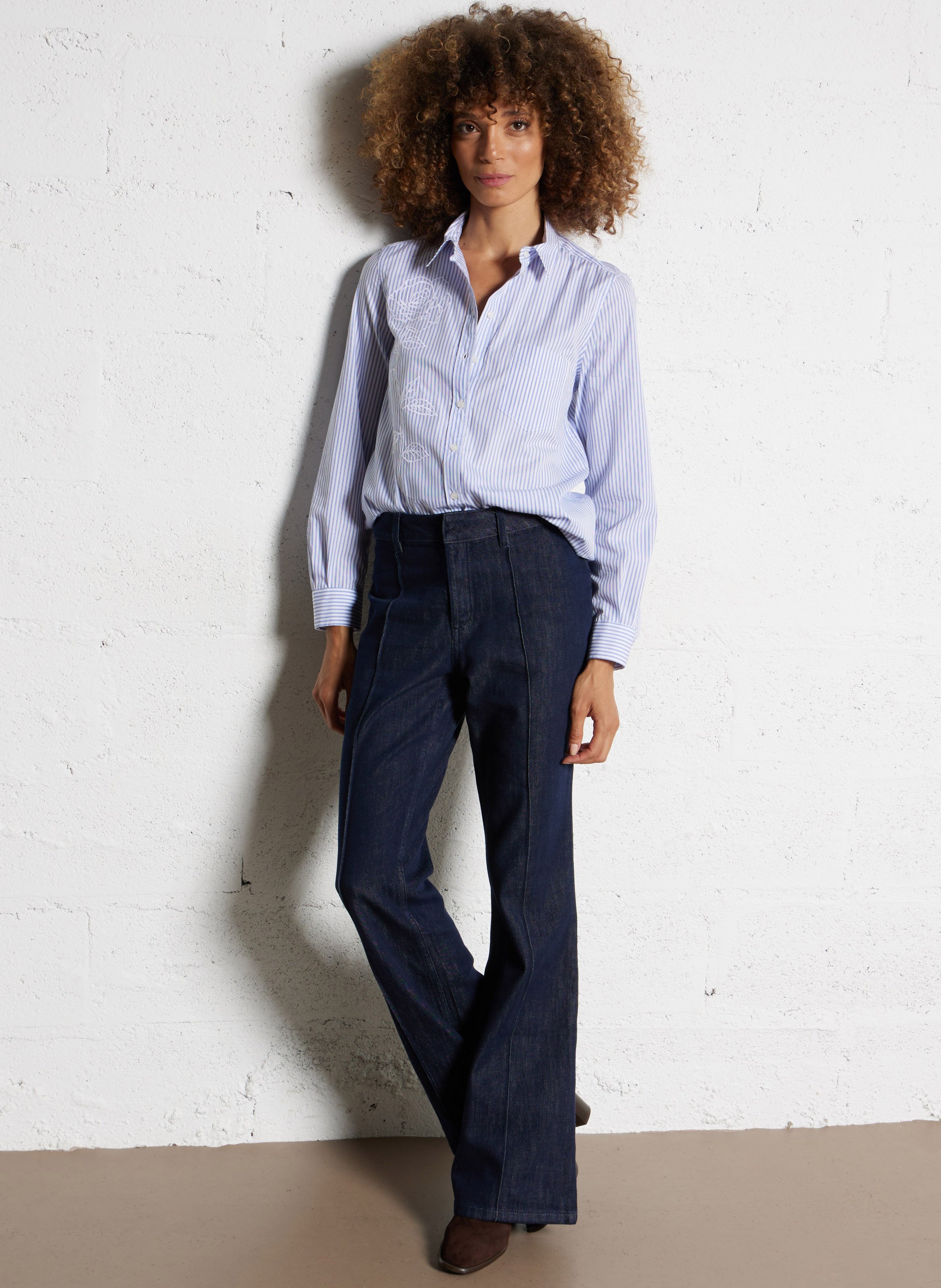 Gerade geschnittene Baumwollbluse mit Streifen IKKS Blau