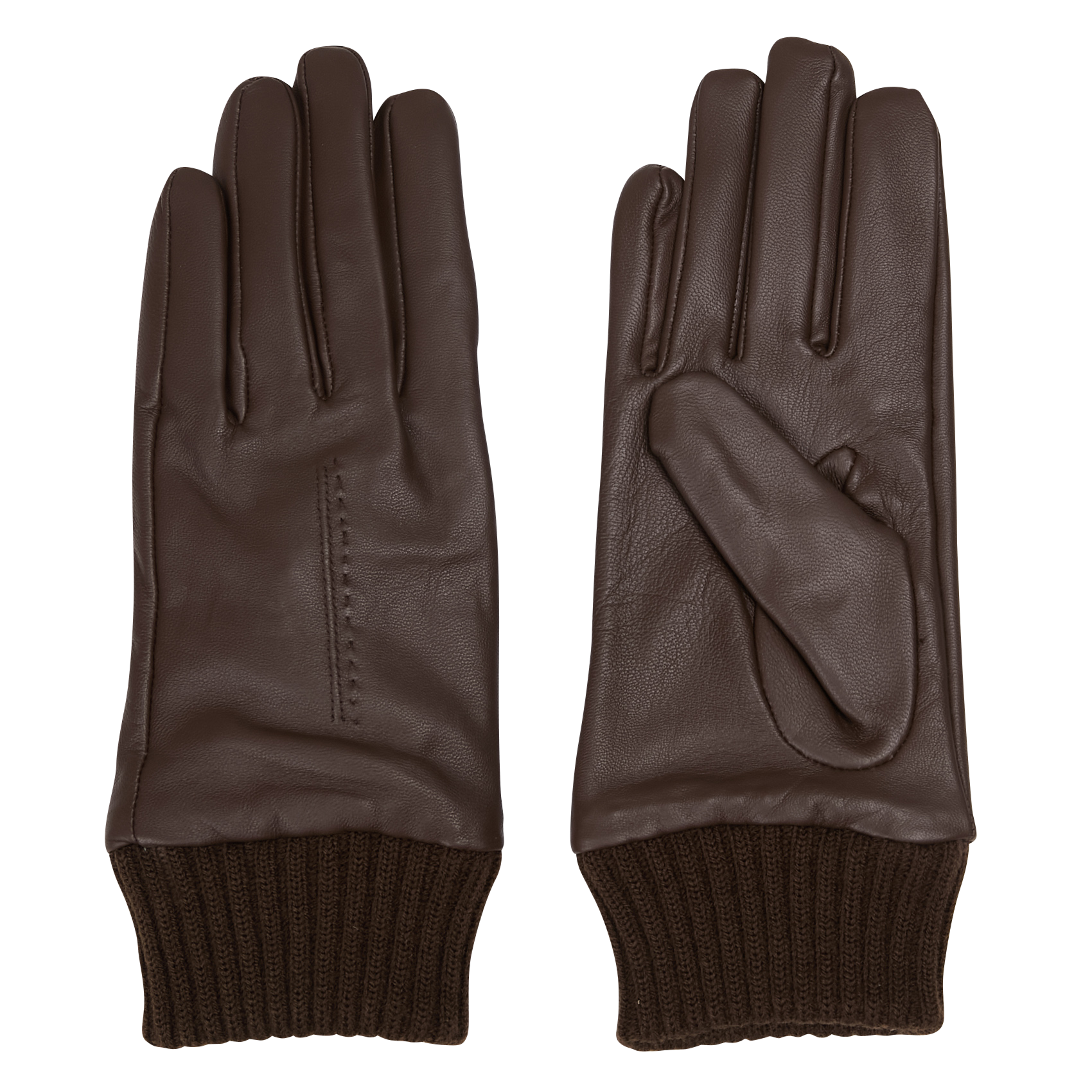 Einfarbige Handschuhe aus Leder MAISON 123 Braun