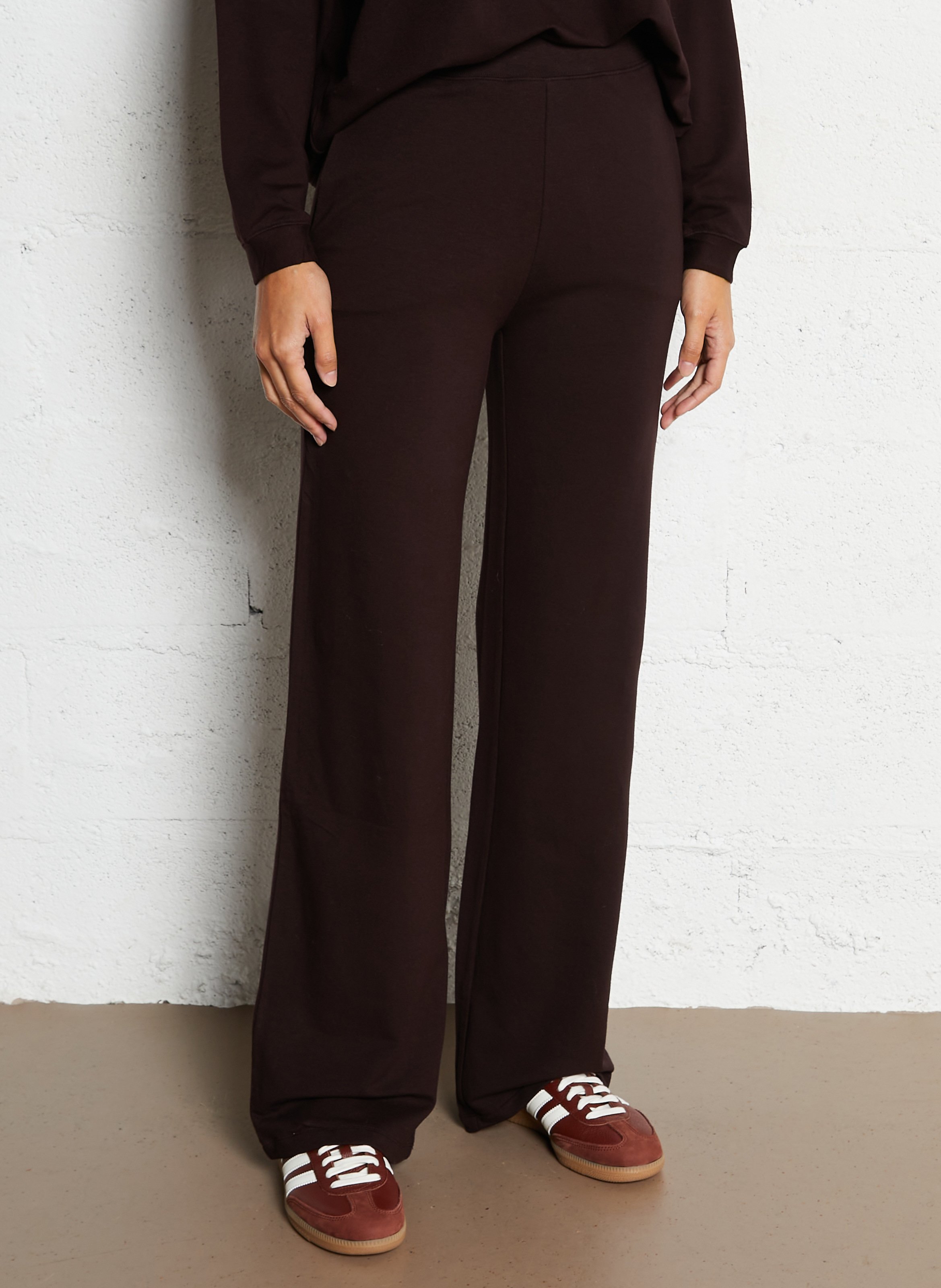 Pantalon droit stretch uni MAJESTIC FILATURES Prune