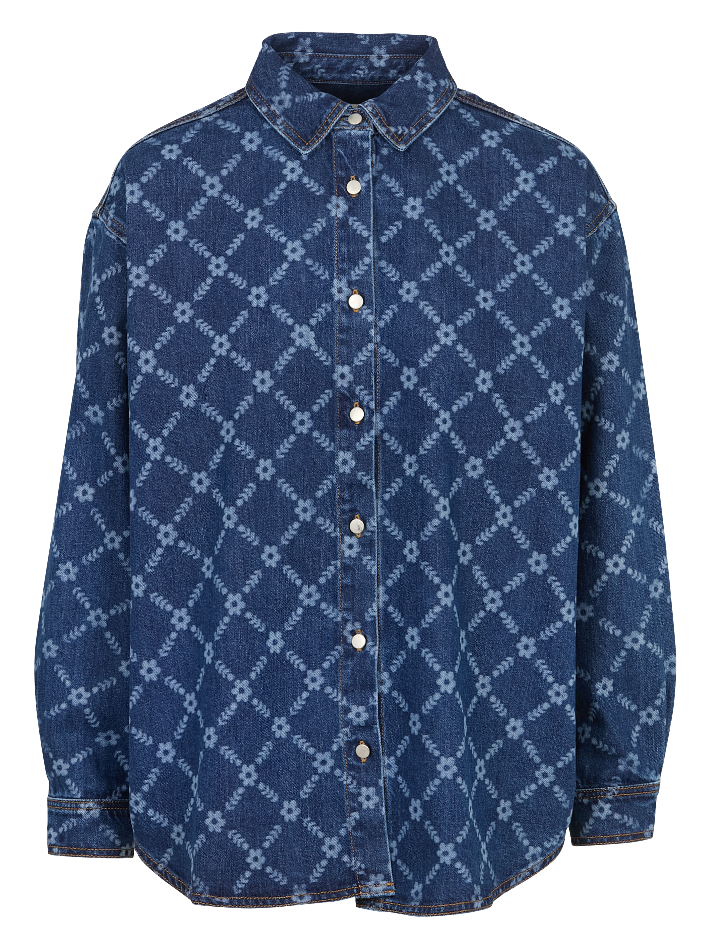 Surchemise ample col classique en coton THE TINY BIG SISTER Bleu