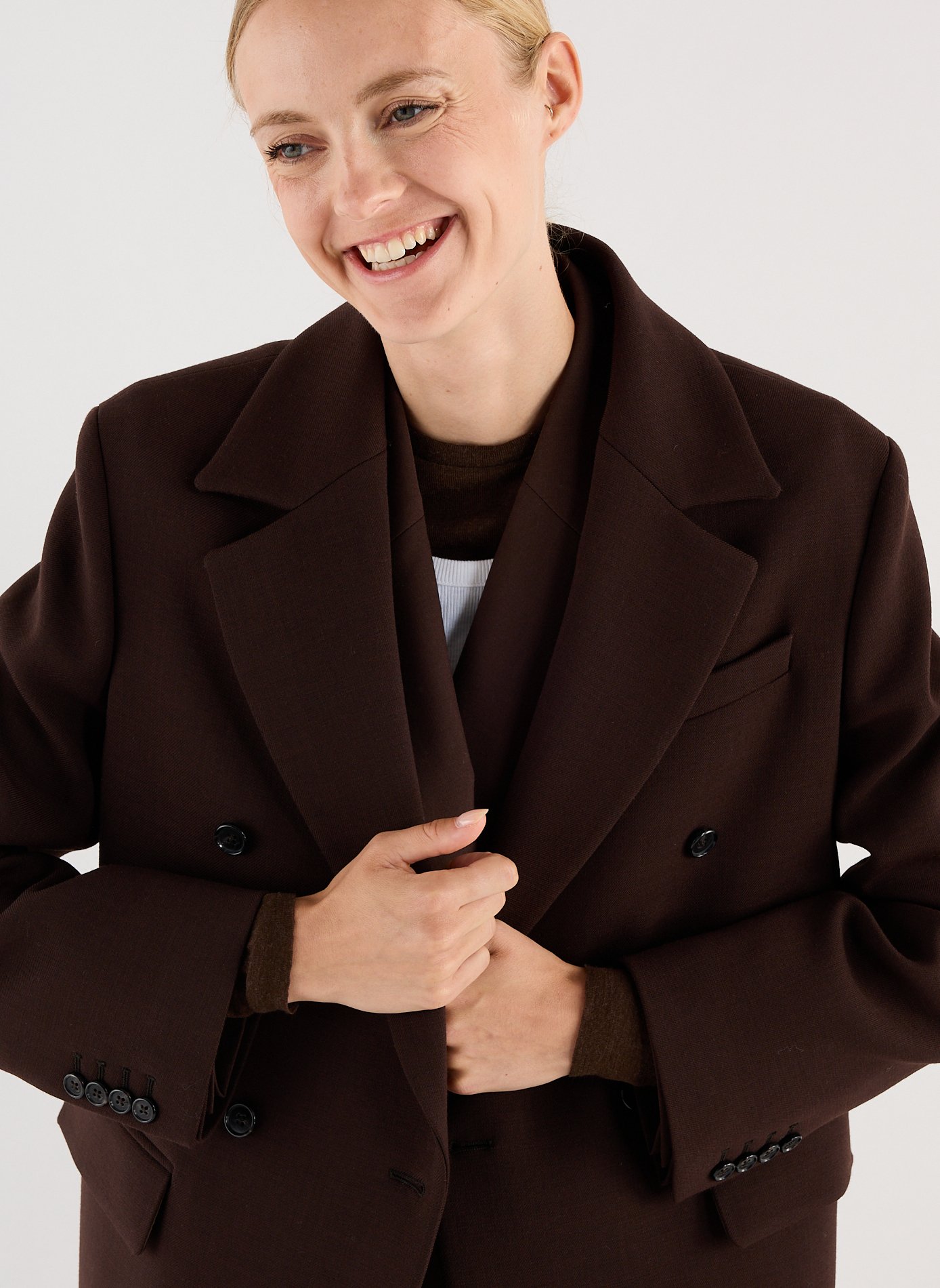 Langer, übergroßer strukturierter Mantel uni SAISON 1865 Braun