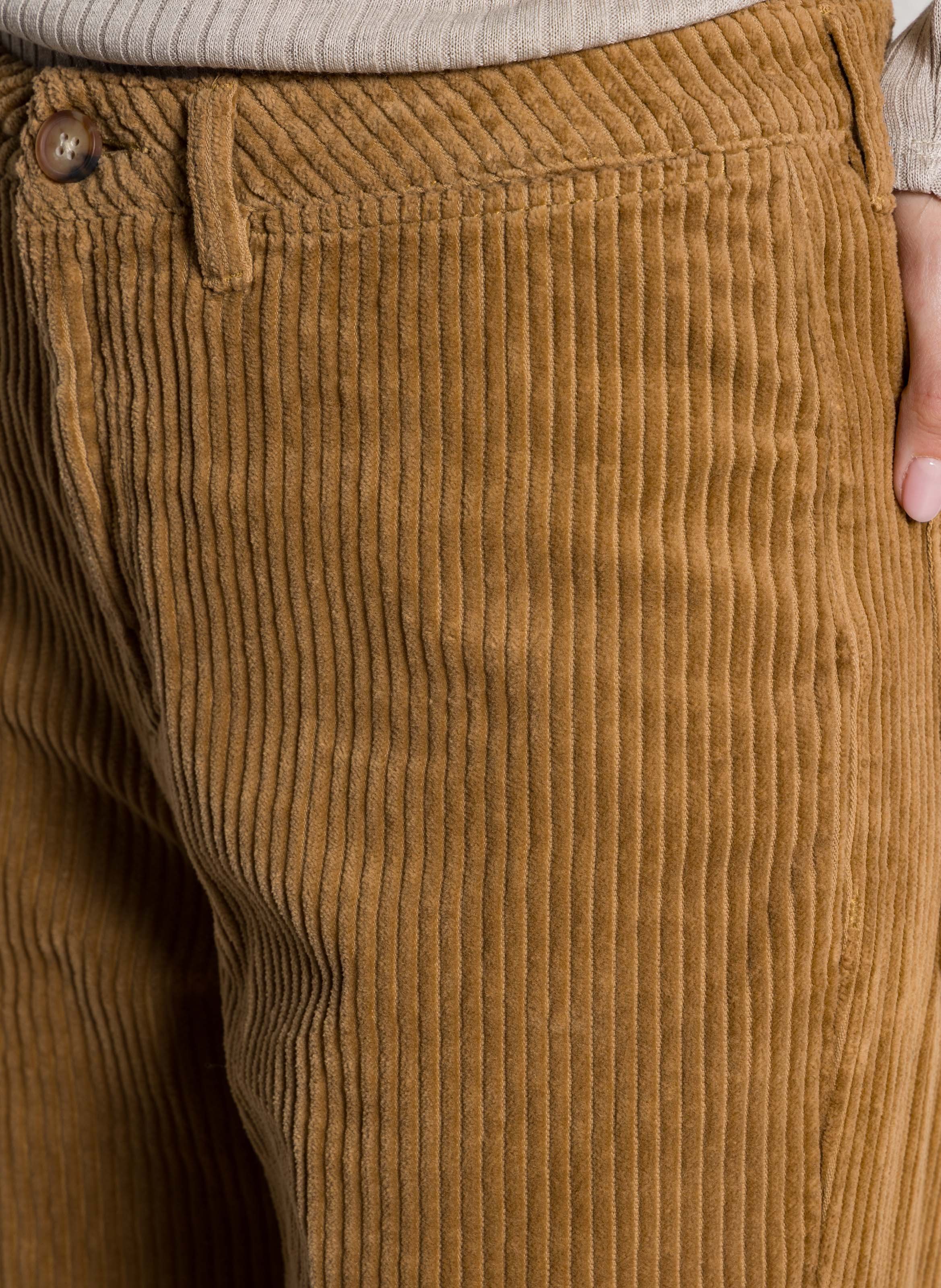 Wijde, katoenen ribbroek LAB DIP Bruin